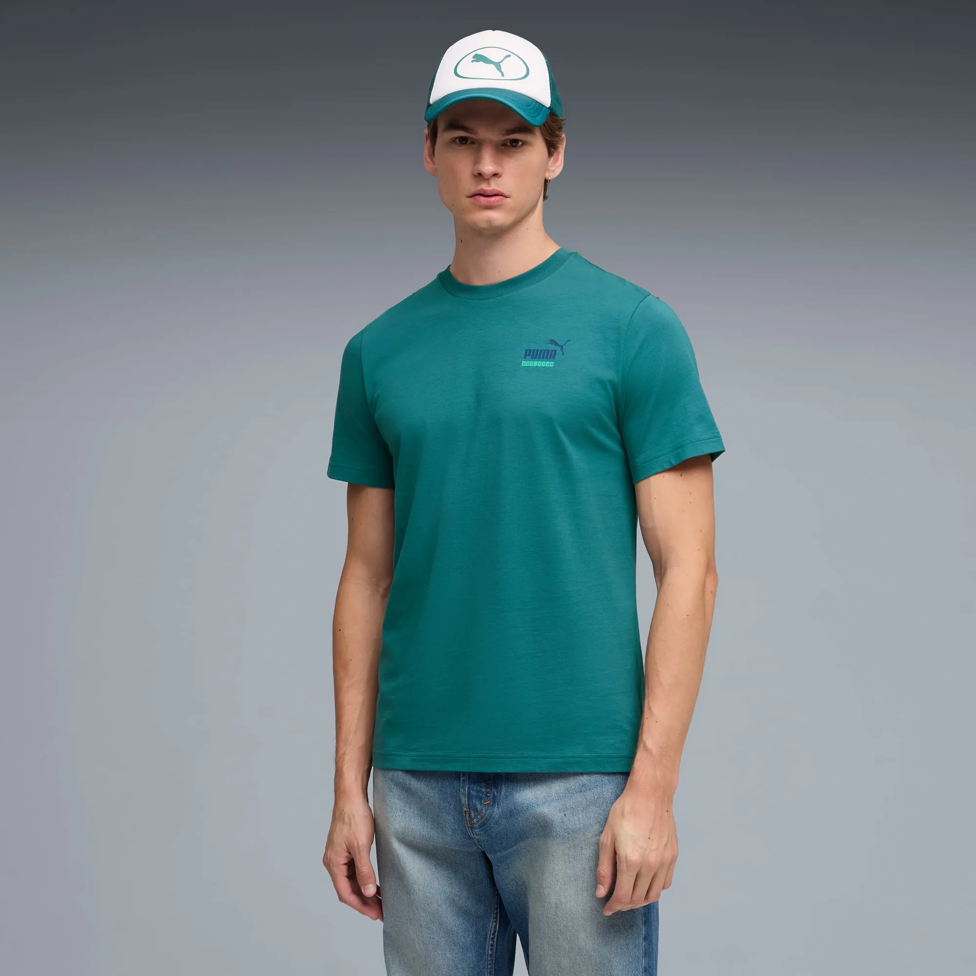 PUMA Graphic Sports T-Shirt Men, Emerald Ice, size Large