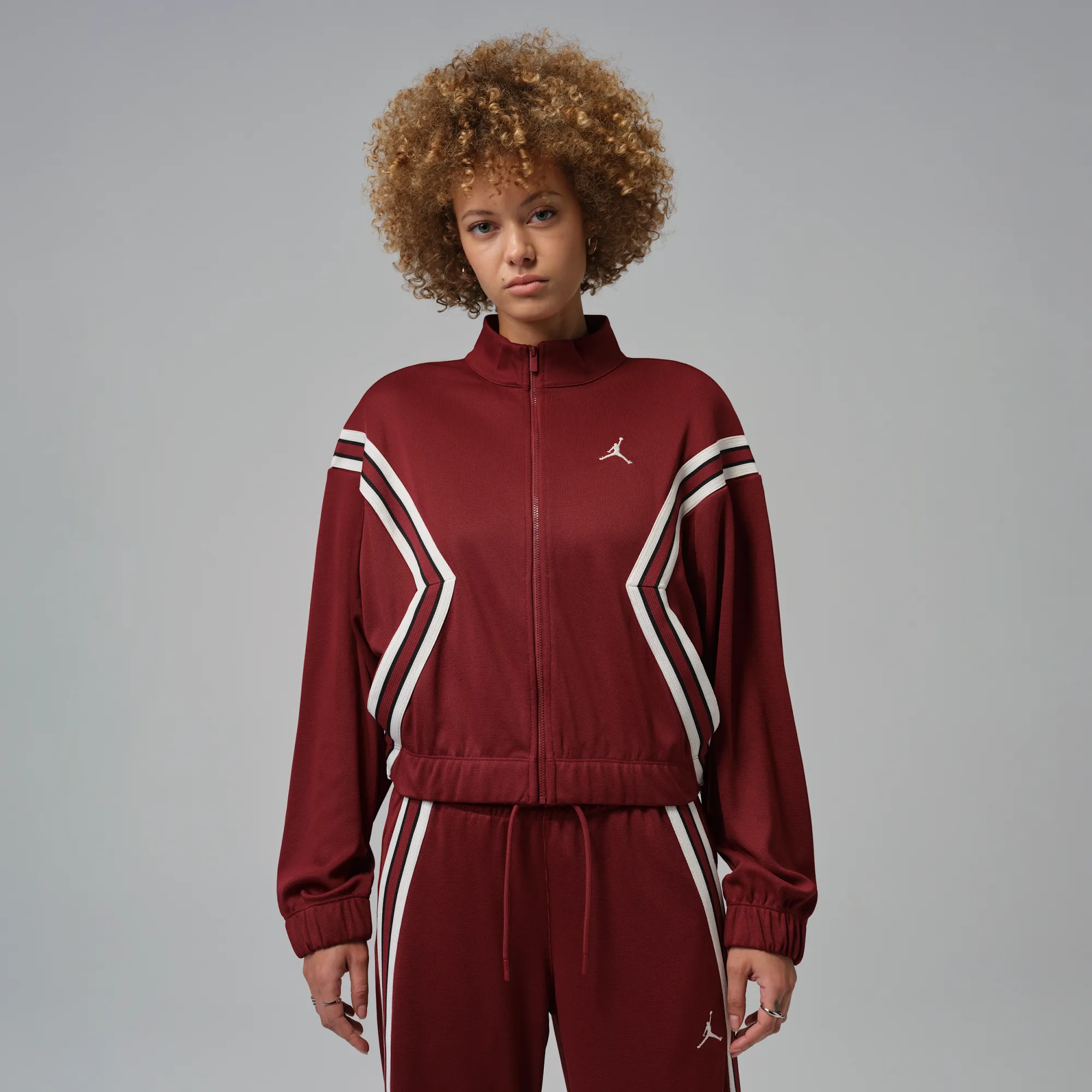 Nike Jordan Brooklyn Women's Full-Zip Tracksuit Jacket - Red - Polyester/Elastane