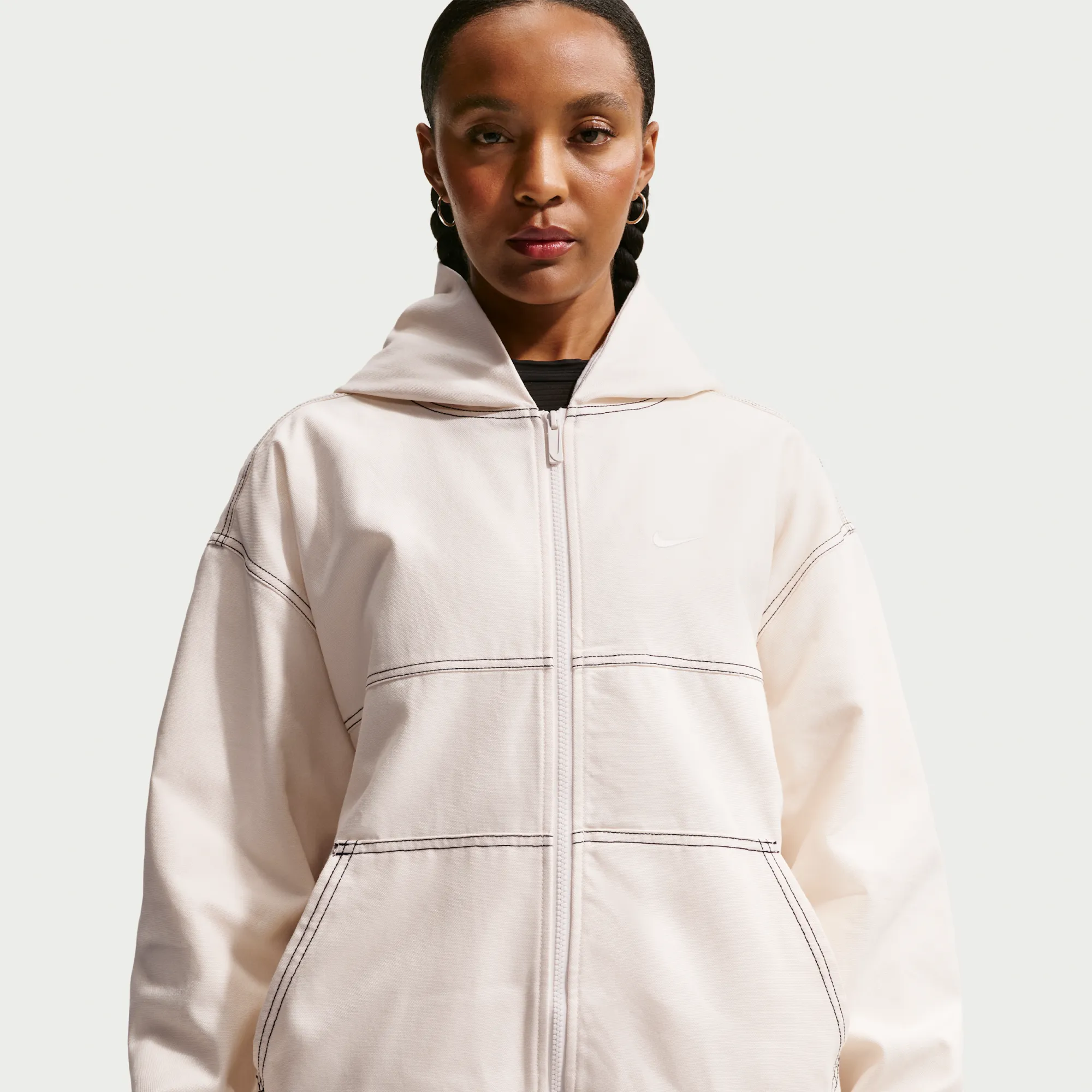 Nike Women's Oversized Workwear Jacket - White - Cotton