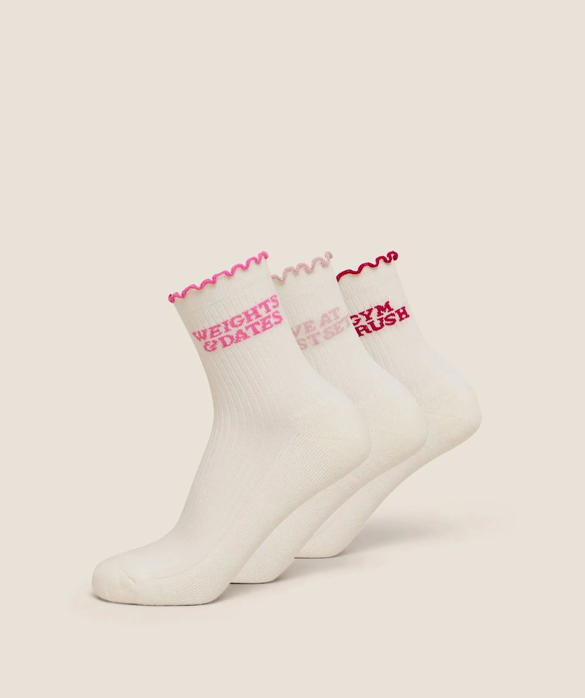 Gymshark Valentines Graphic Frill Midi 3pk - Soft White