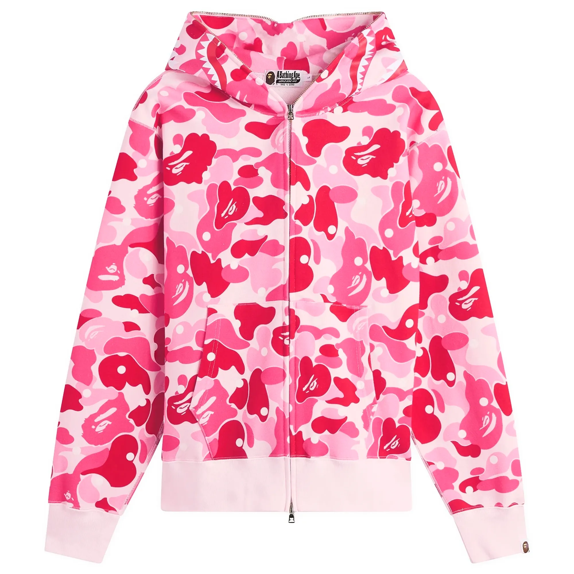 A Bathing Ape Men's ABC Dot Shark Zip Hoodie Pink