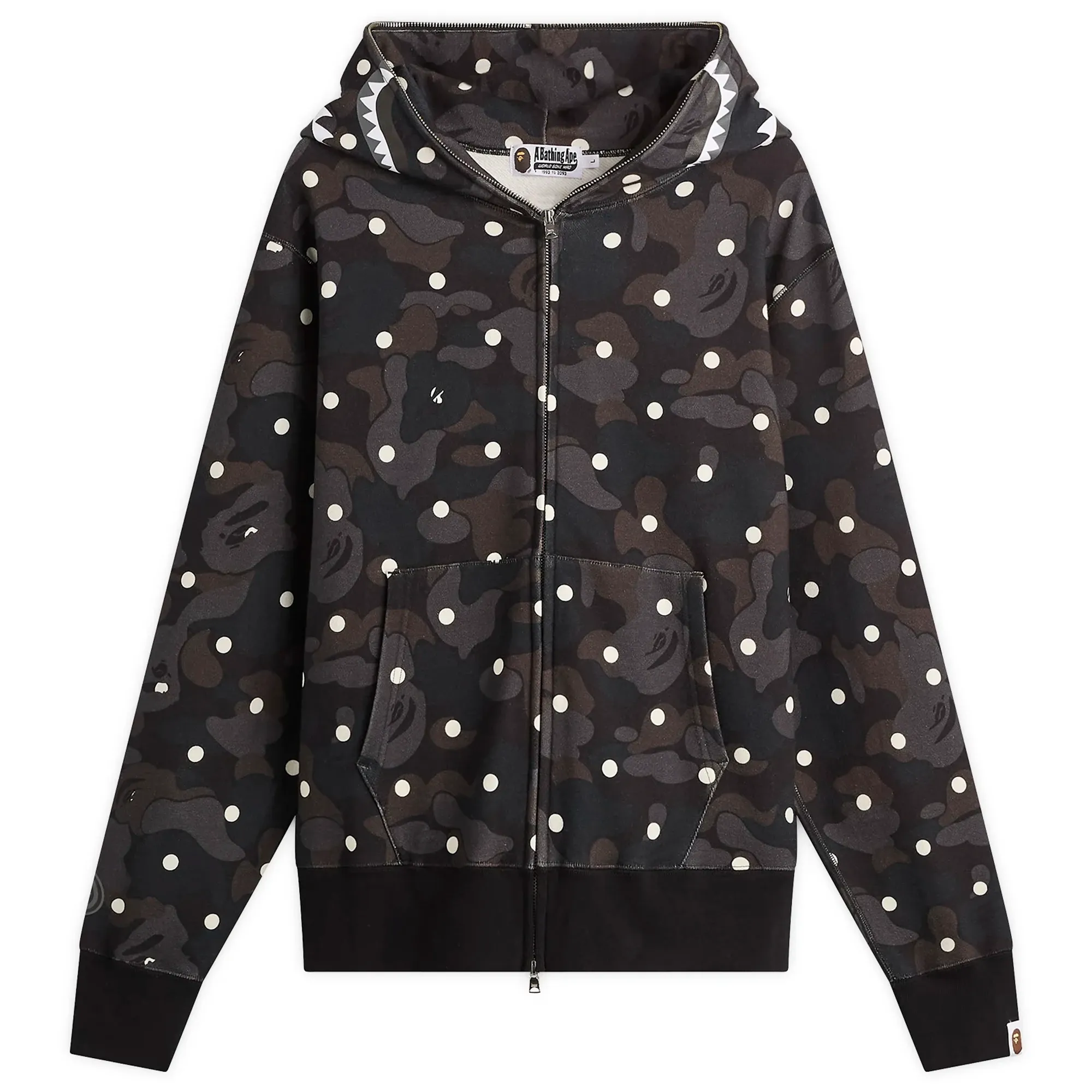 A Bathing Ape Men's ABC Dot Shark Zip Hoodie Black