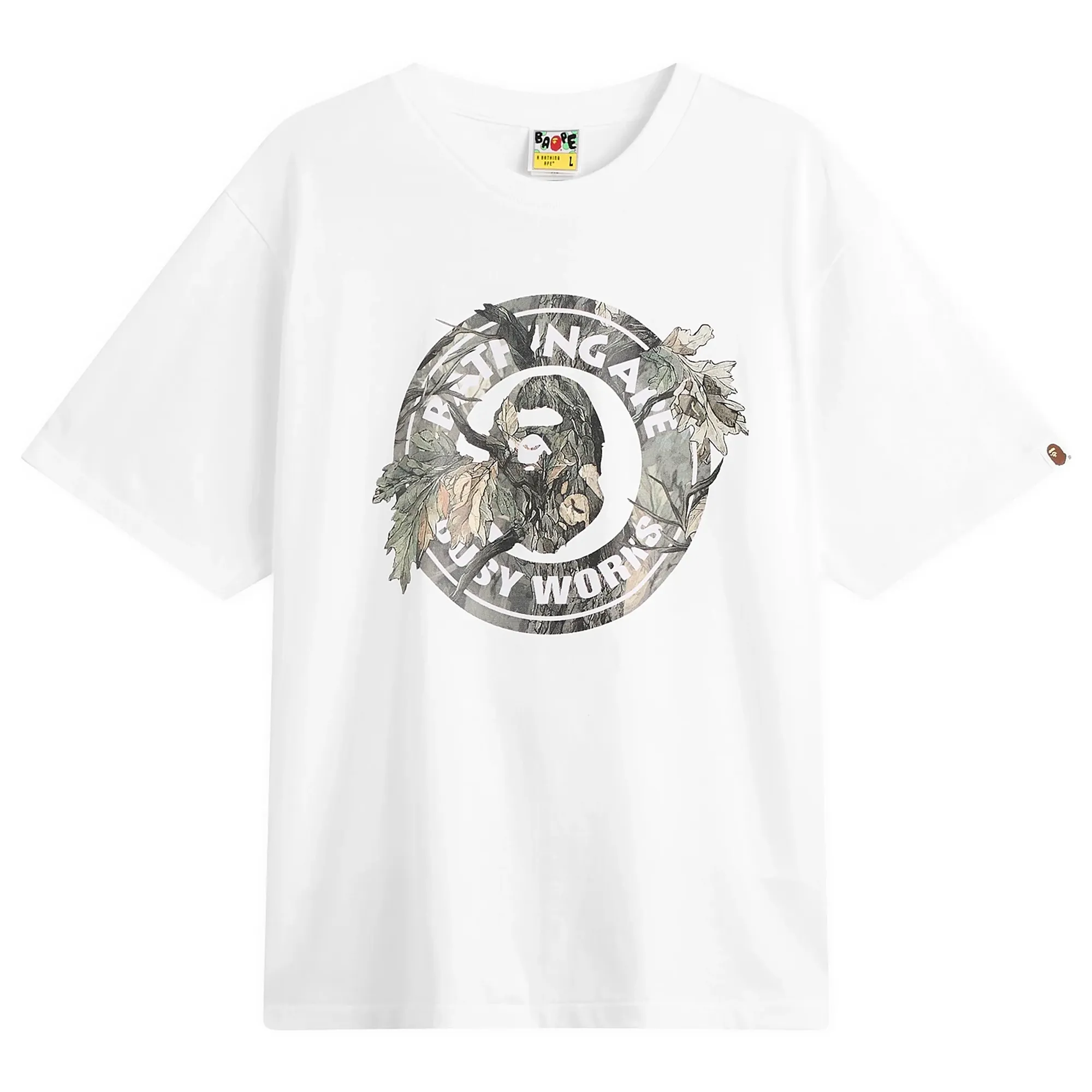 A Bathing Ape Men's Tree Edge Camo Busy Works T-Shirt White X Brown