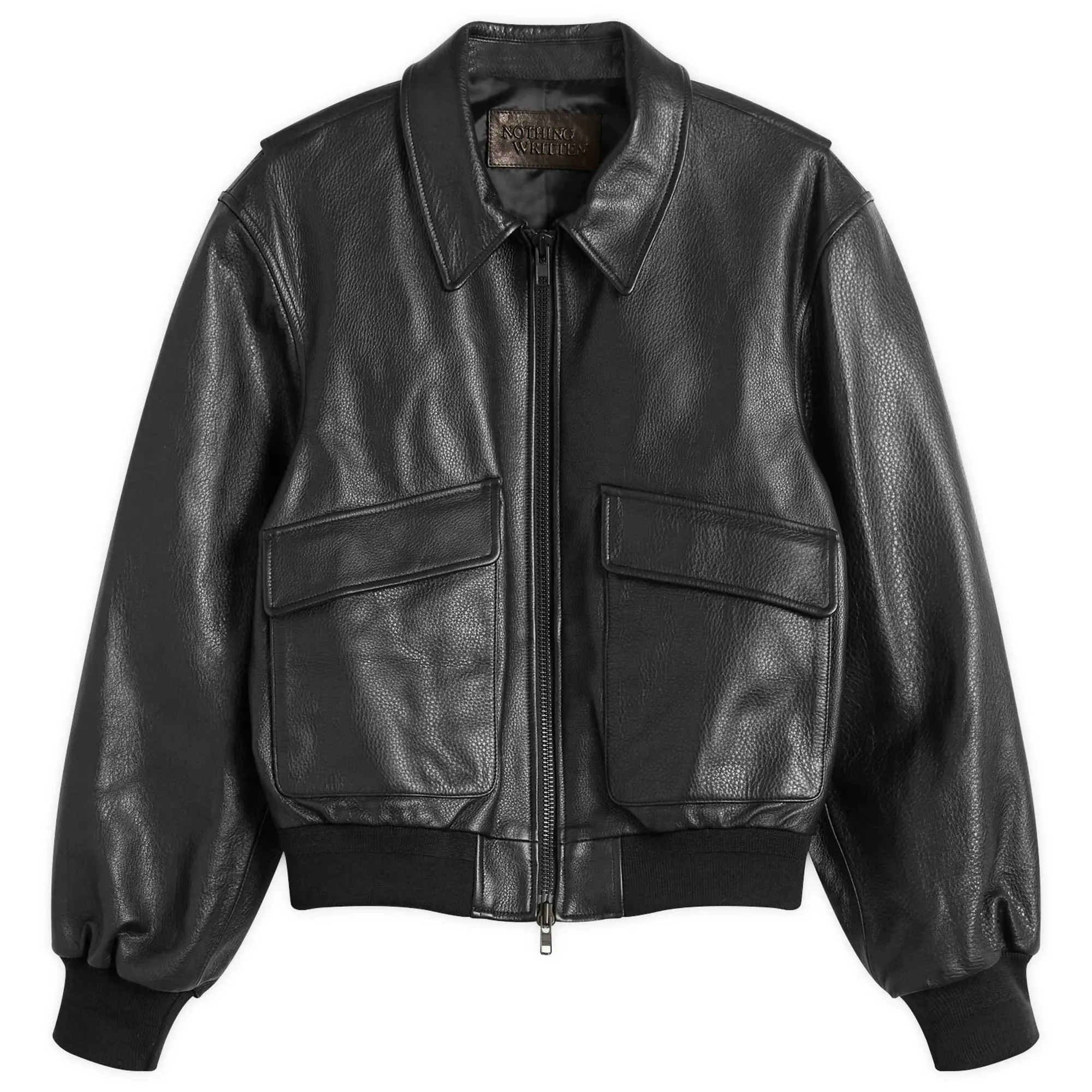 Nothing Written Women's Classic Leather Flight Jacket Black