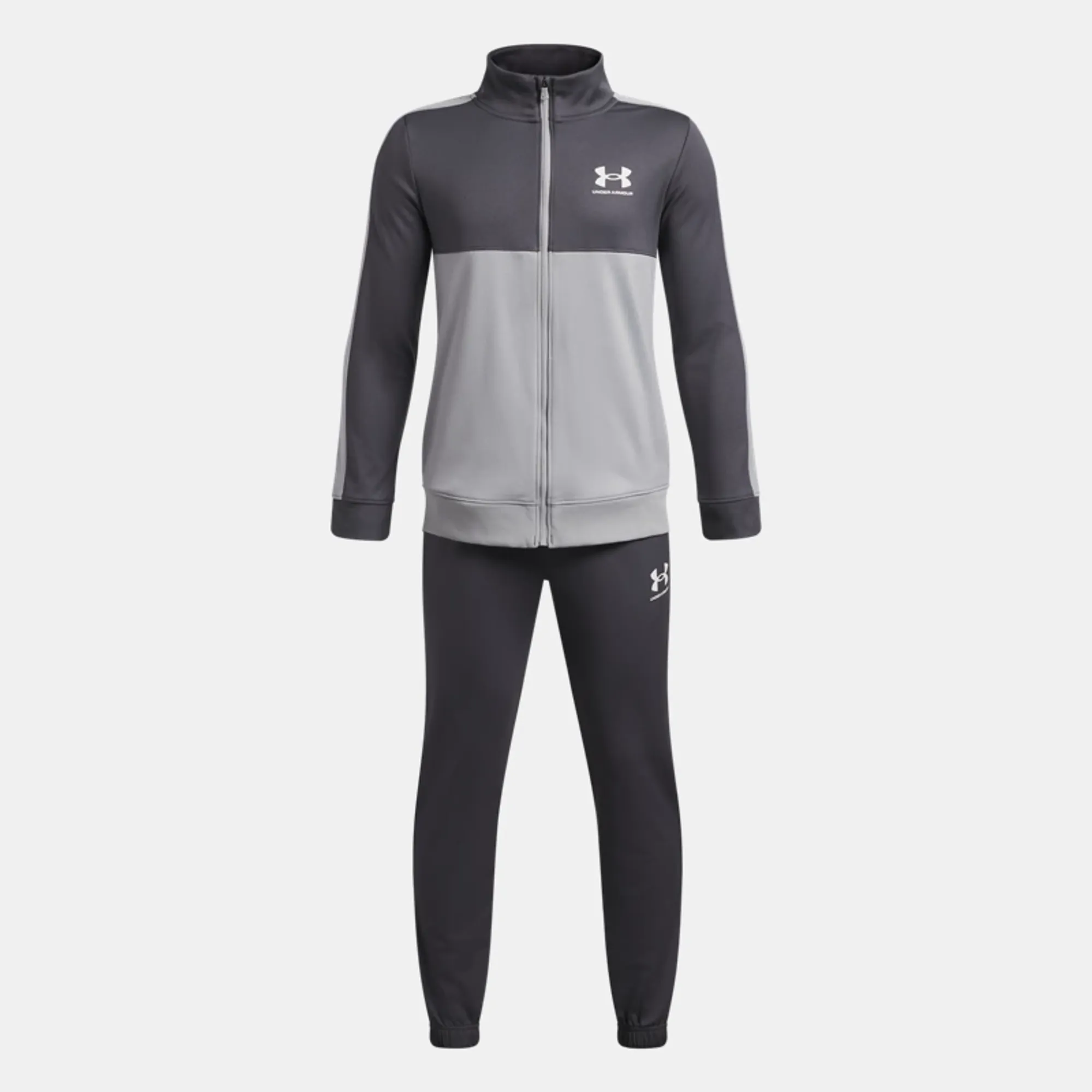 Under Armour Rival Colorblock Boys' Knit Tracksuit Castlerock / Mod Gray / White YXL (63 - 67 in)