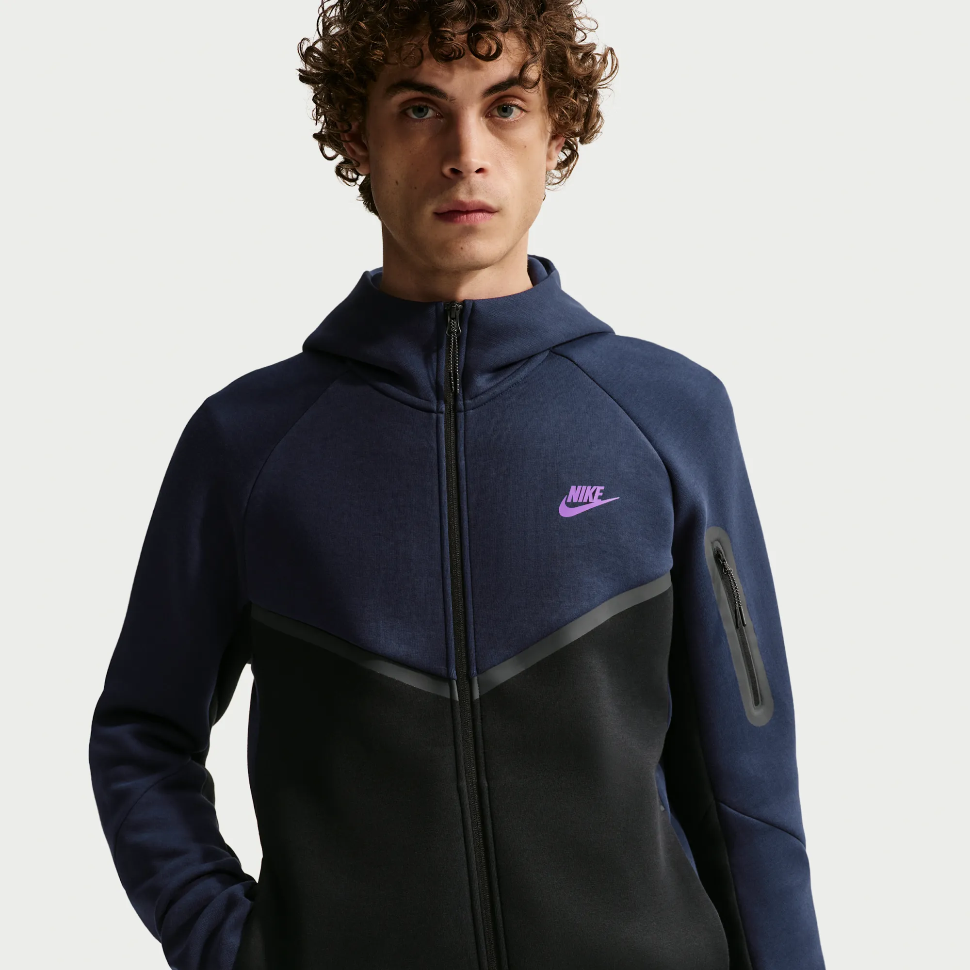 Nike Tech Men's Fleece Windrunner Full-Zip Jacket - Blue - Cotton/Polyester
