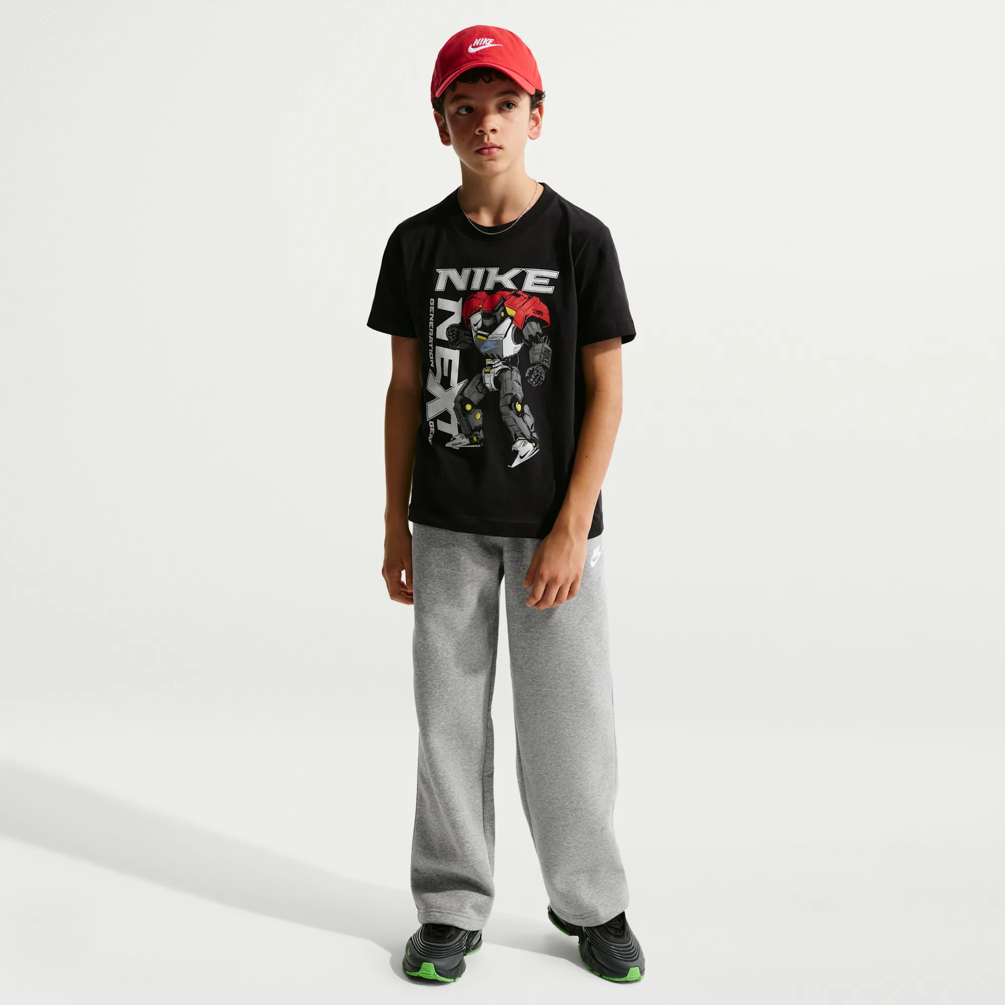 Nike Kids' Loose Open-Hem Trousers - Dark Grey Heather - Fleece