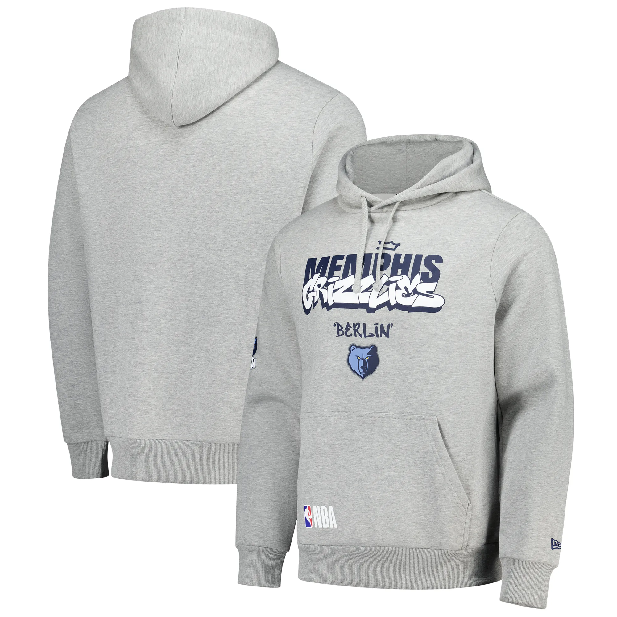 Memphis Grizzlies NBA Berlin Game 2026 Grey Pullover Hoodie New Era Cap adult unisex