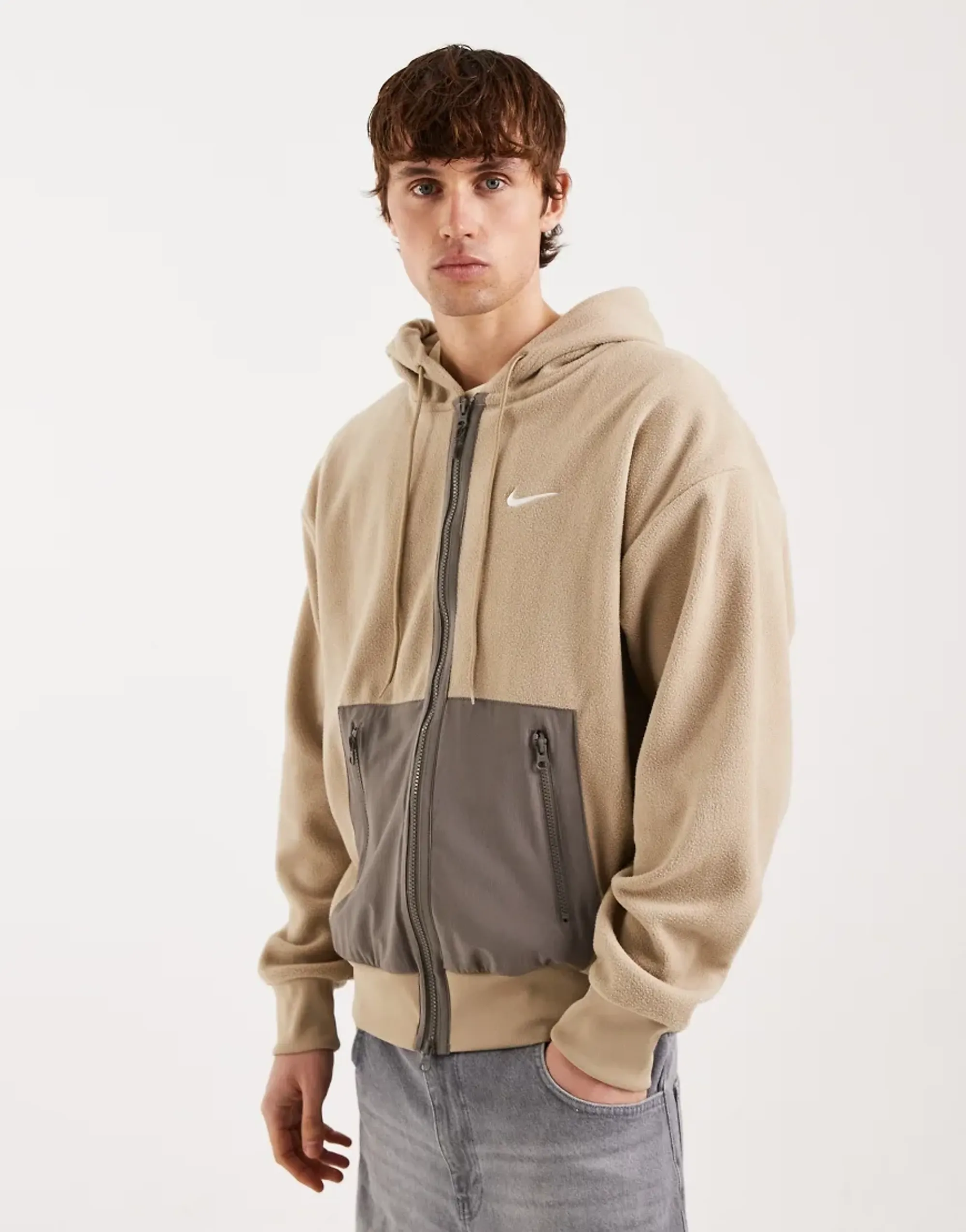 Nike Full Zip Polar Sweatshirt In Brown