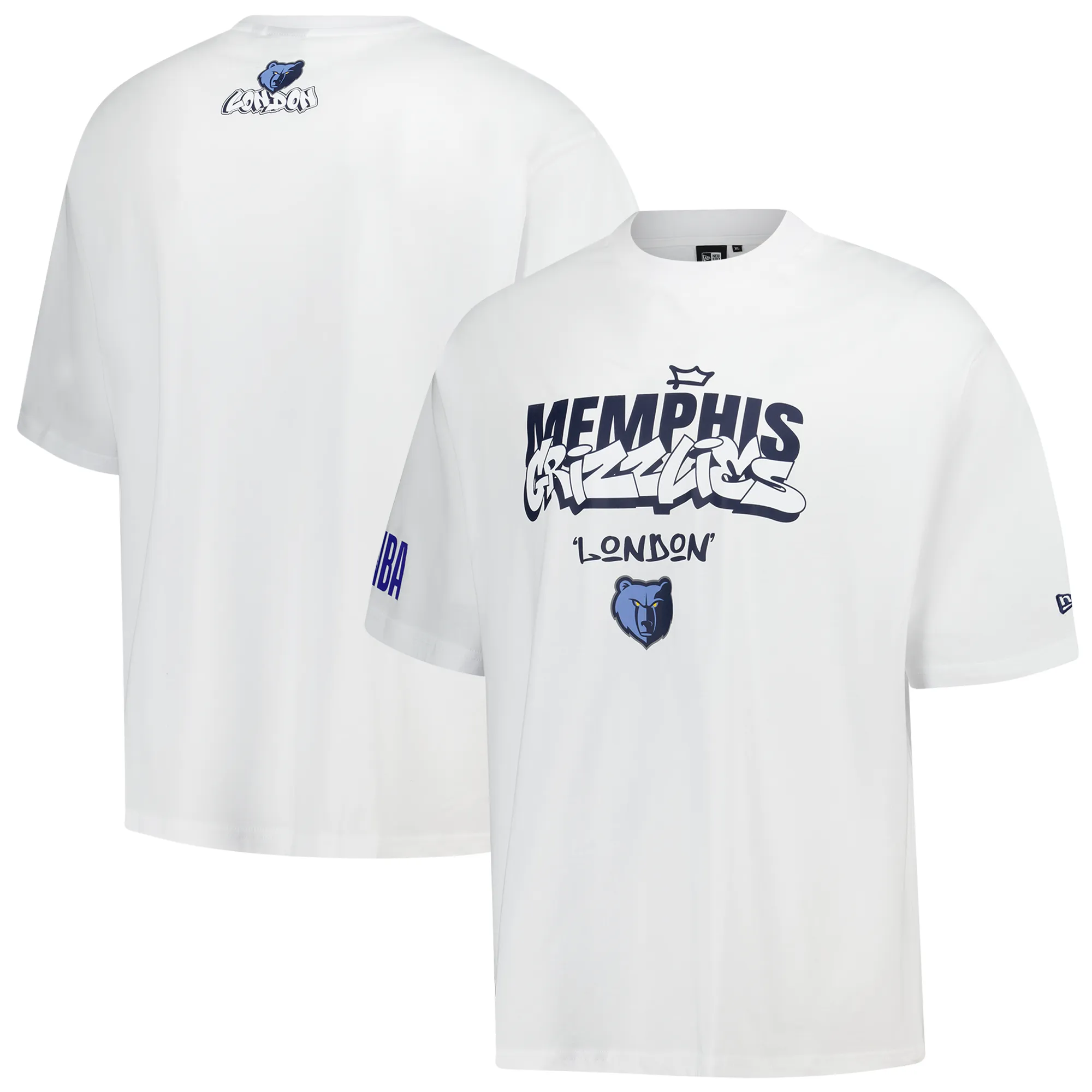 Memphis Grizzlies NBA London Game 2026 White Oversized T-Shirt New Era Cap adult unisex