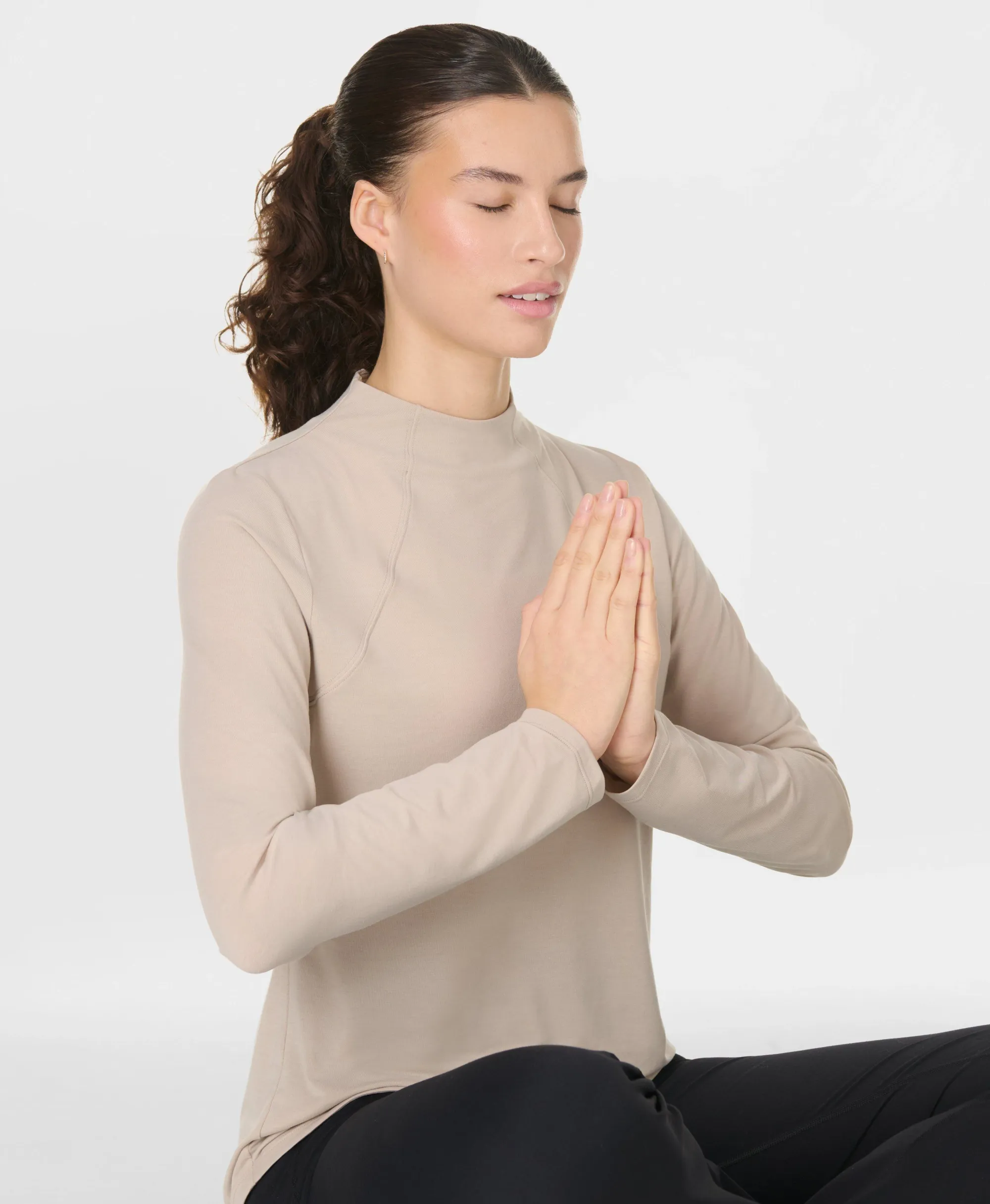 Soft Flow Studio Mock Neck Long Sleeve Top