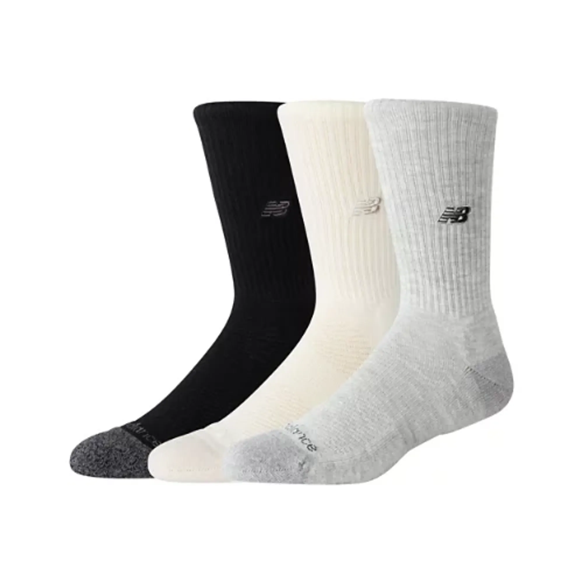 New Balance Unisex Active Premium Crew 3 Pack in Black/White Polyester