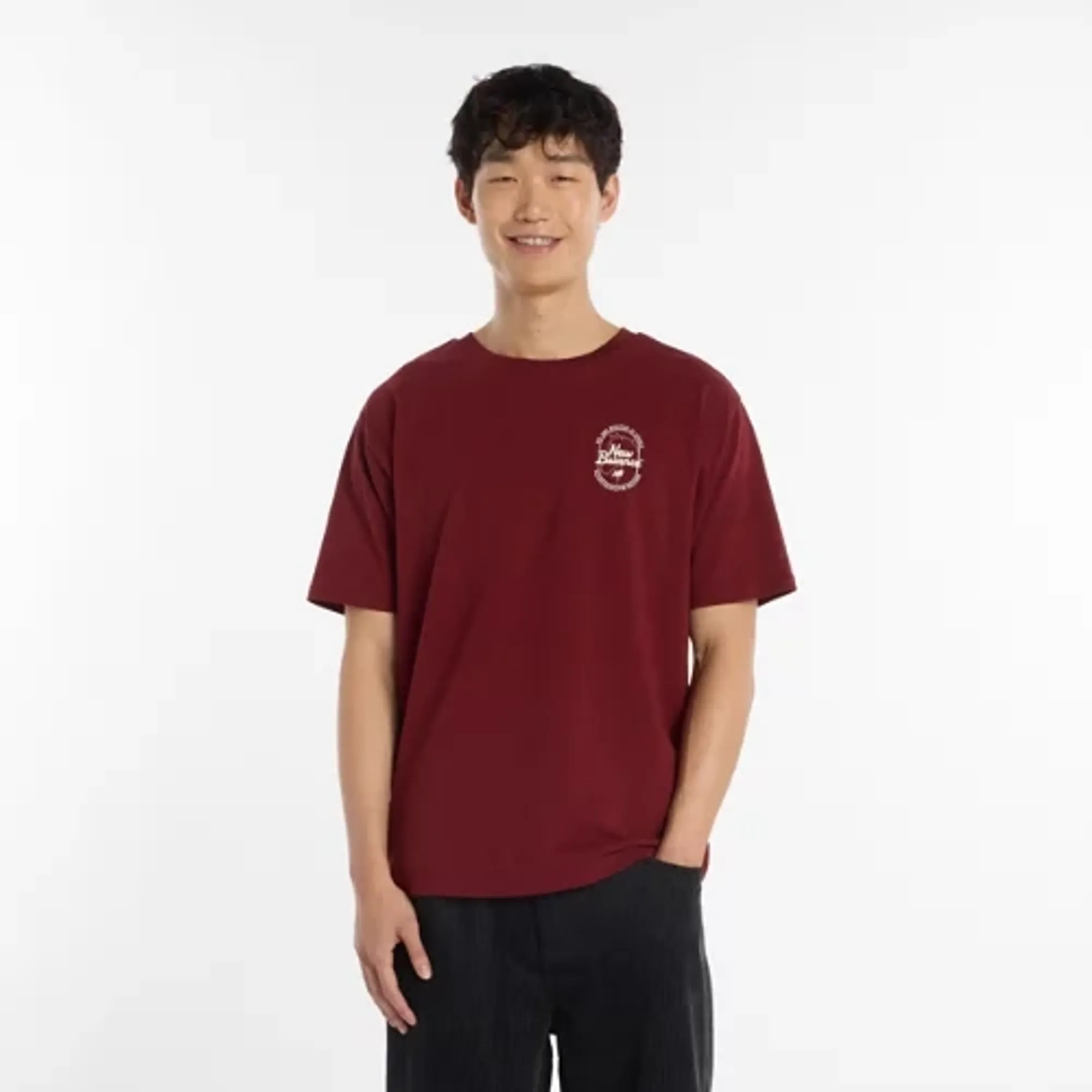 New Balance Men's LNY SS T-Shirt in Red Cotton