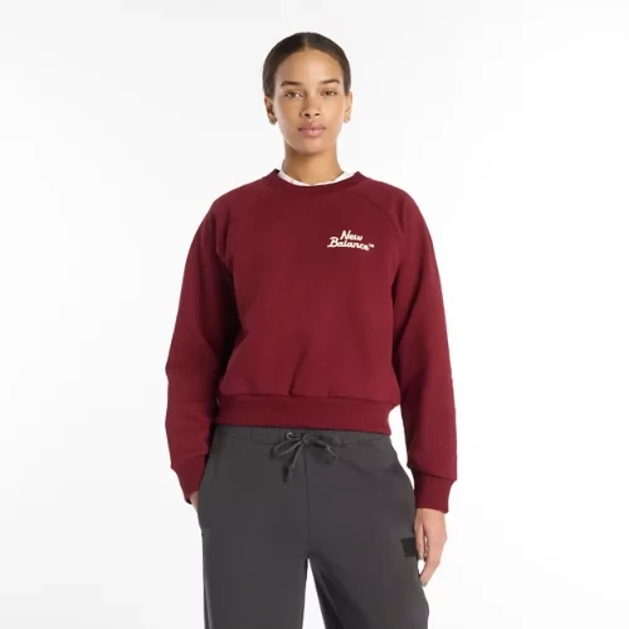 New Balance Women LNY Sweatshirt in Red Cotton