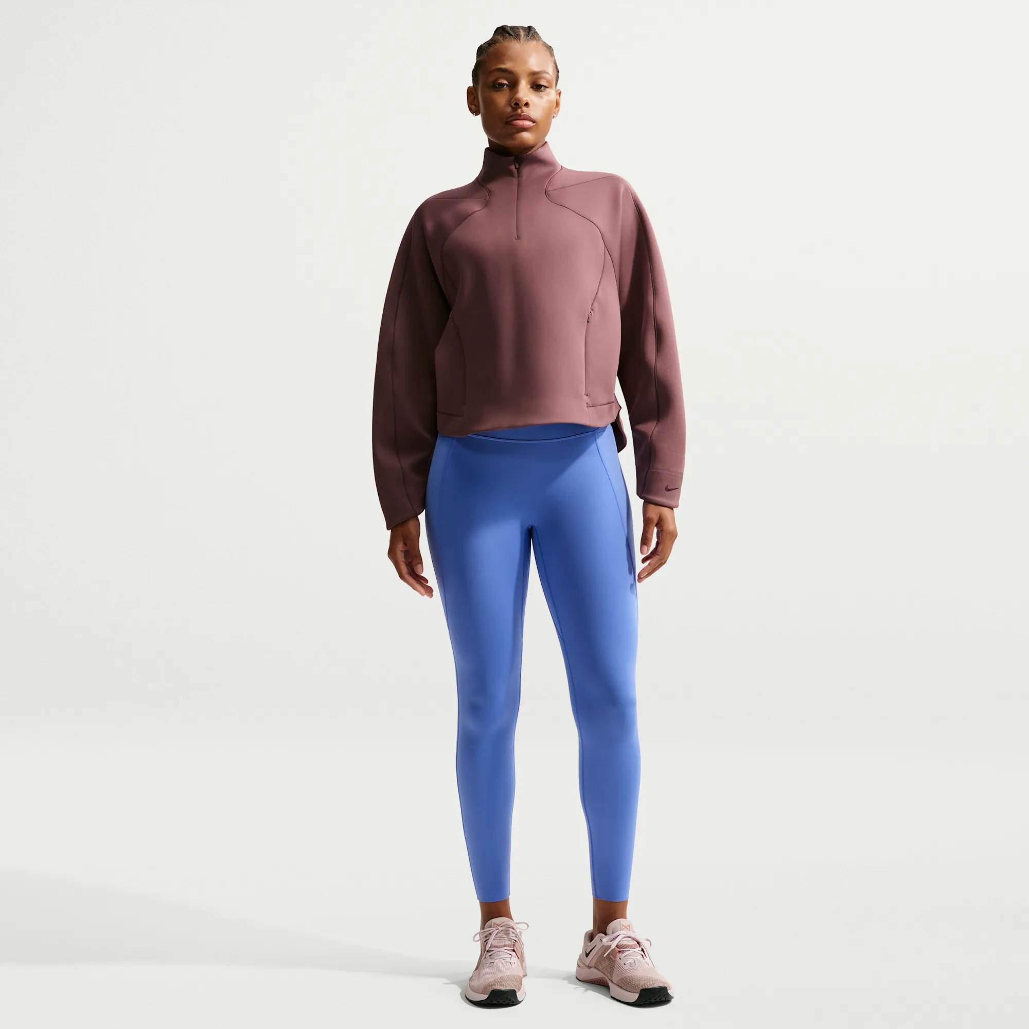 Nike Universa High-Waisted 7/8 Leggings with No Front Seam - Blue - Polyester
