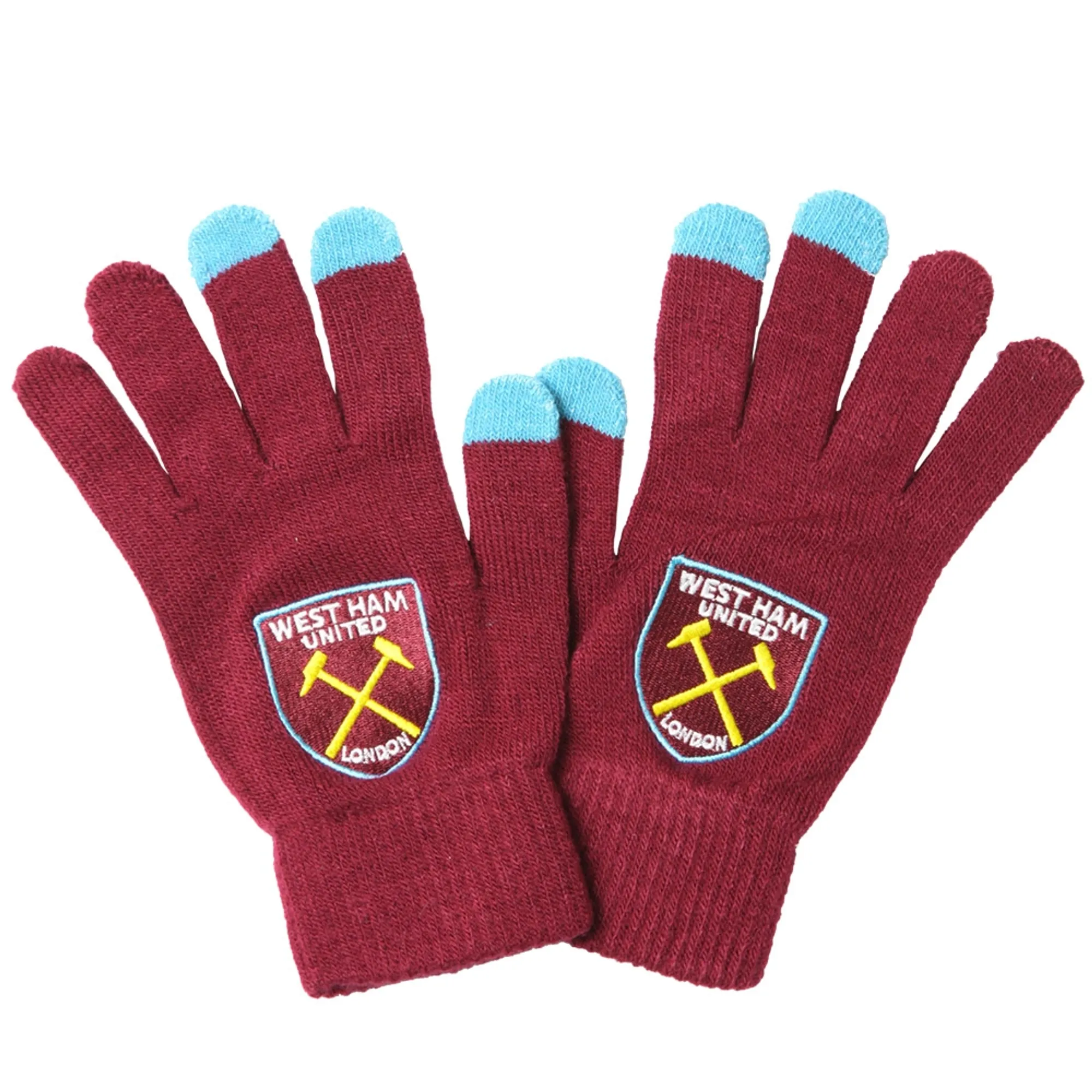 West Ham Youth Touch Screen Gloves Claret/Blue