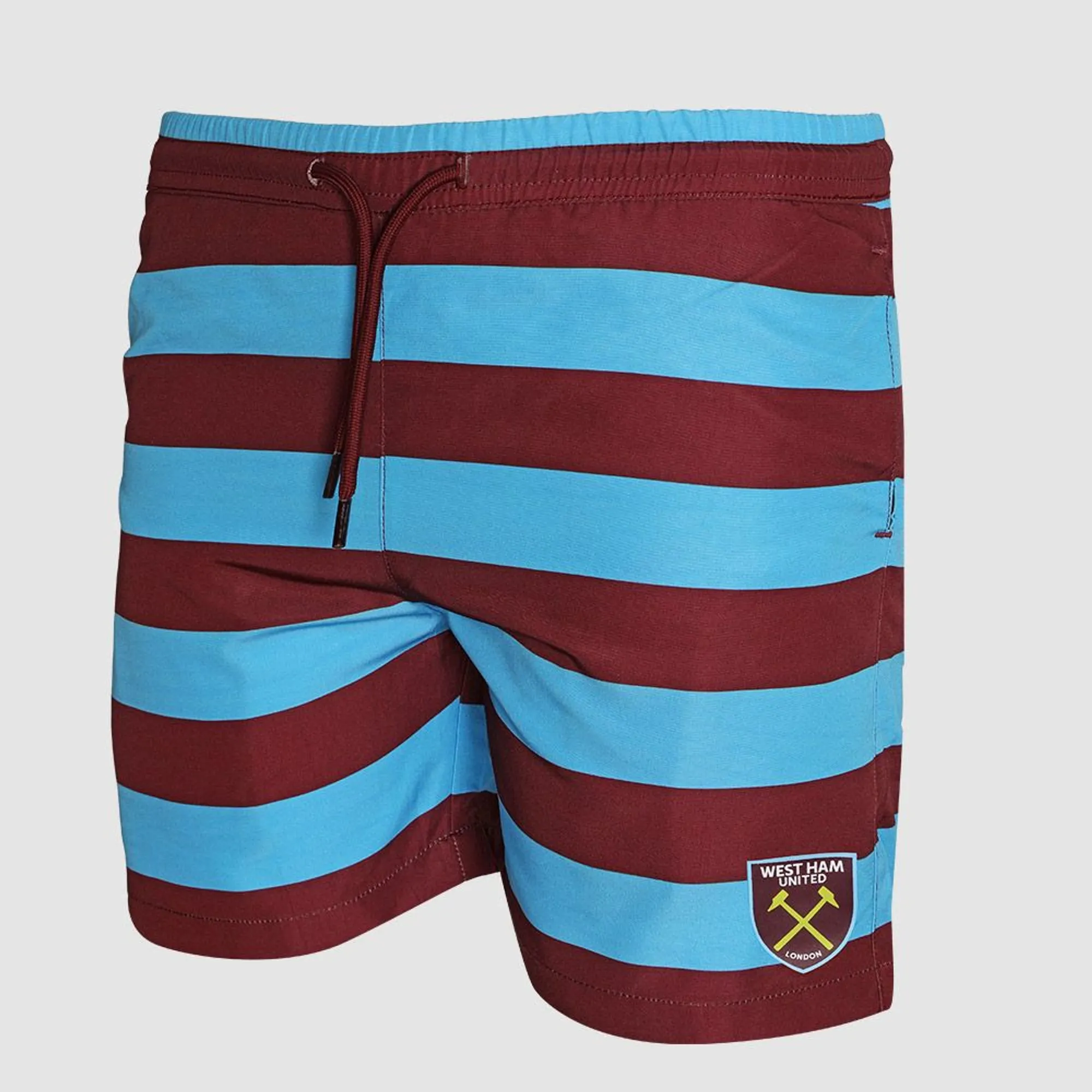 West Ham Bar Stripe Beach Shorts - Claret/Blue