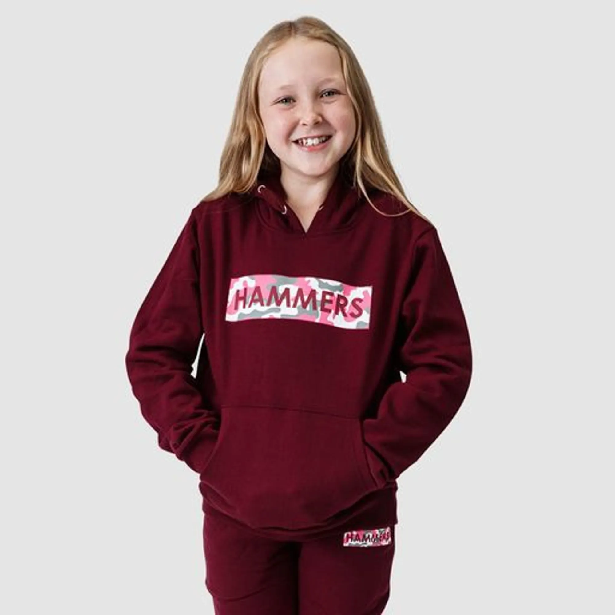 Girls Claret Camo Block Hoodie