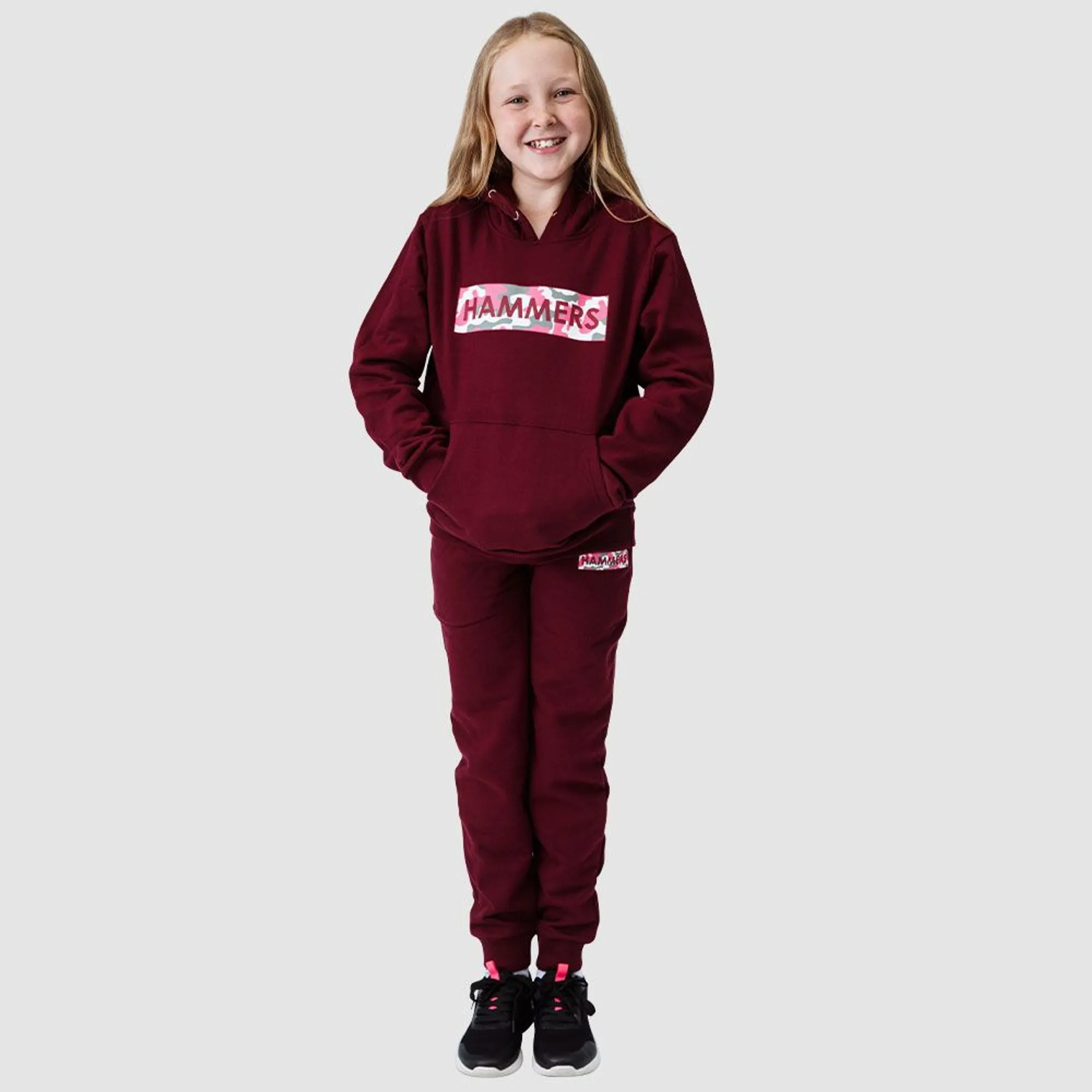 Girls Claret Camo Block Pants