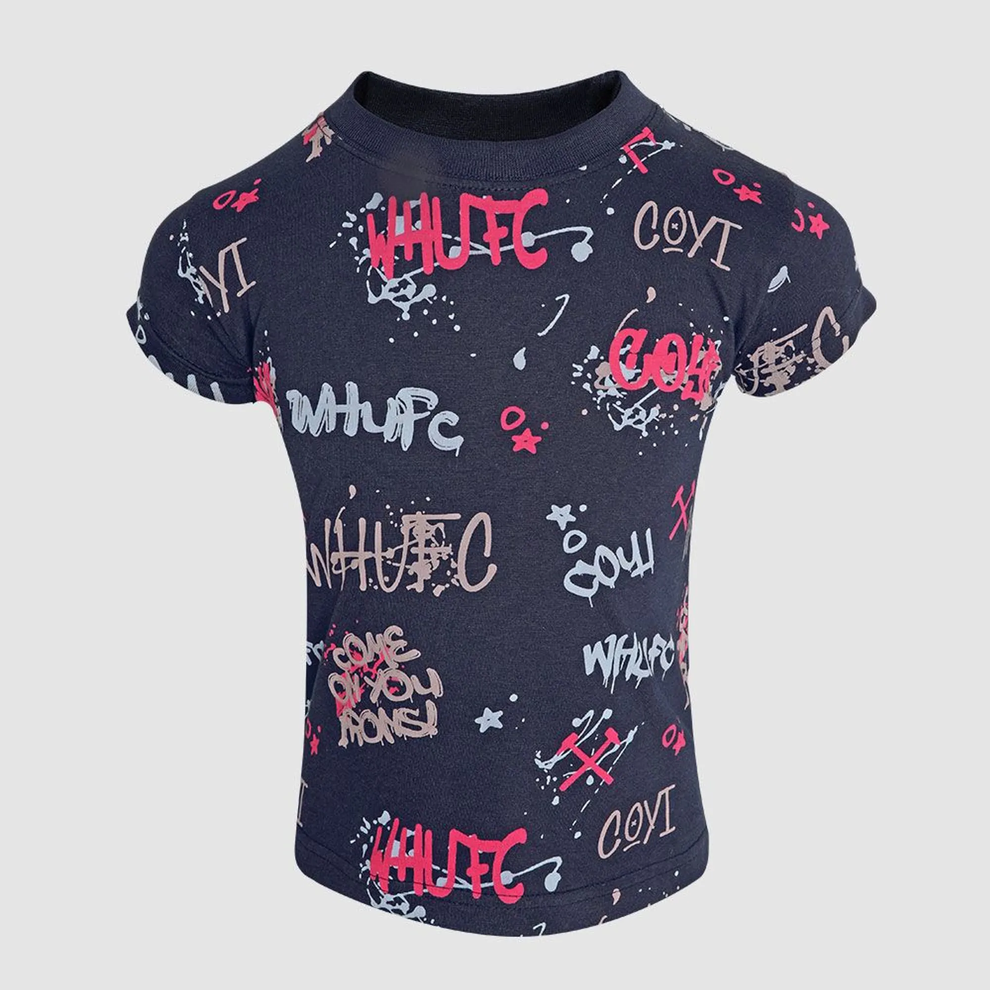 West Ham Navy Girls Hot Pink Graffiti T-Shirt