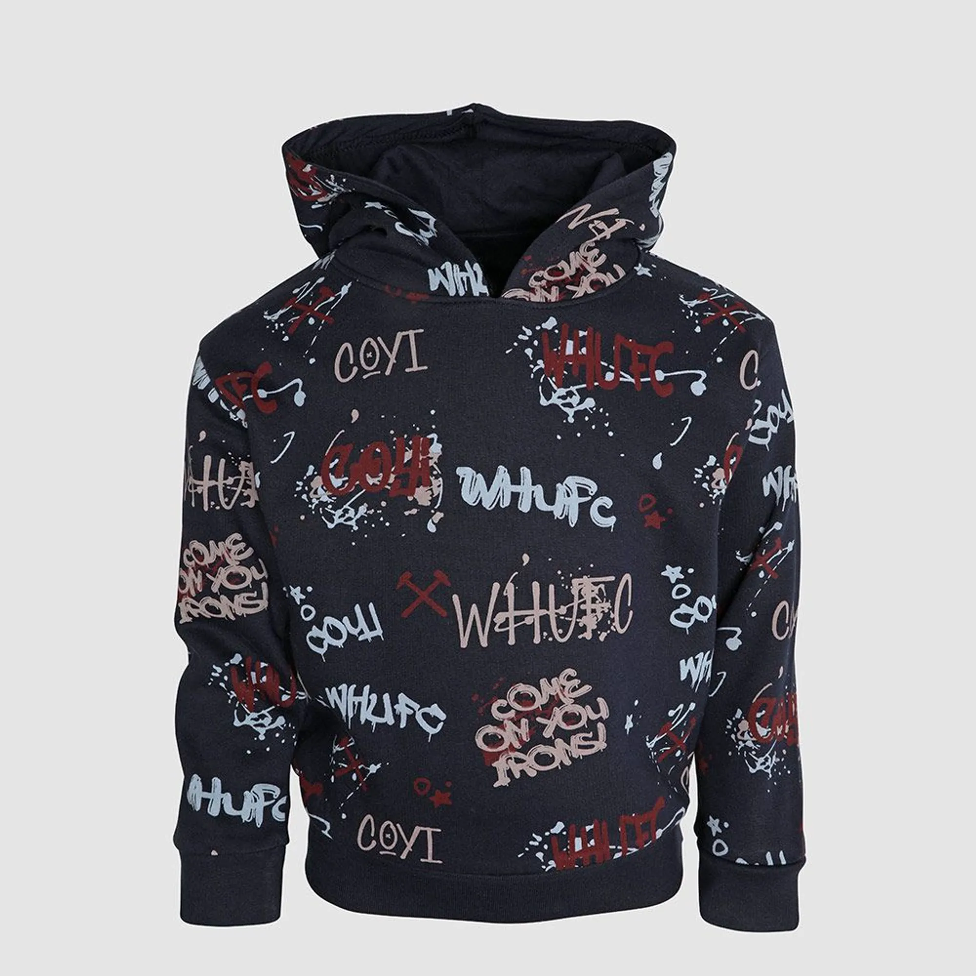 West Ham Navy Junior Claret Graffiti Hoodie