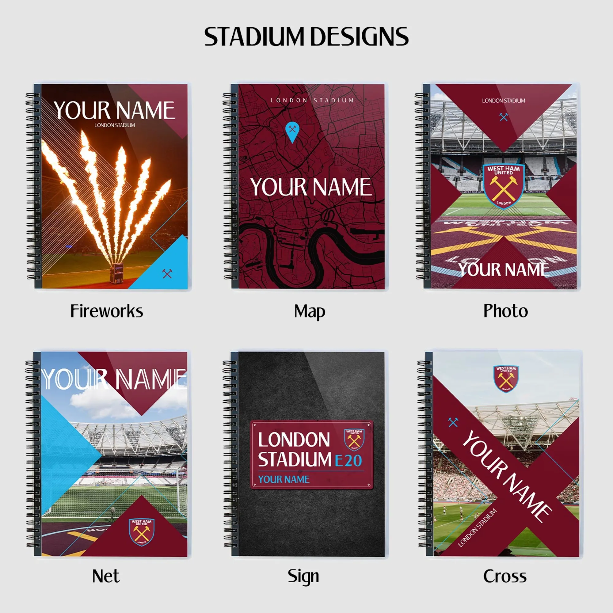 West Ham Personalised 6X8 Notebook
