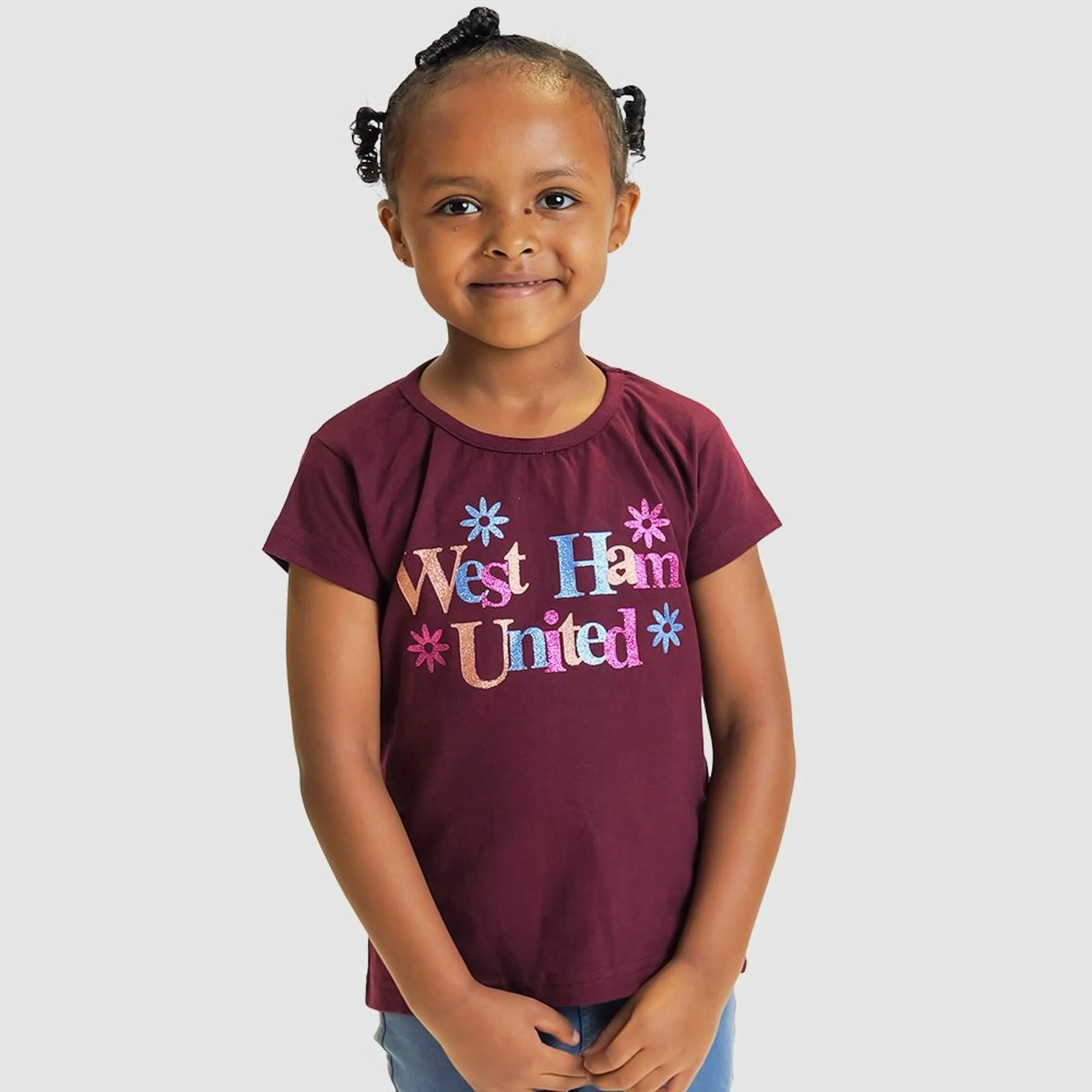 West Ham Girls Glitter Floral T-Shirt