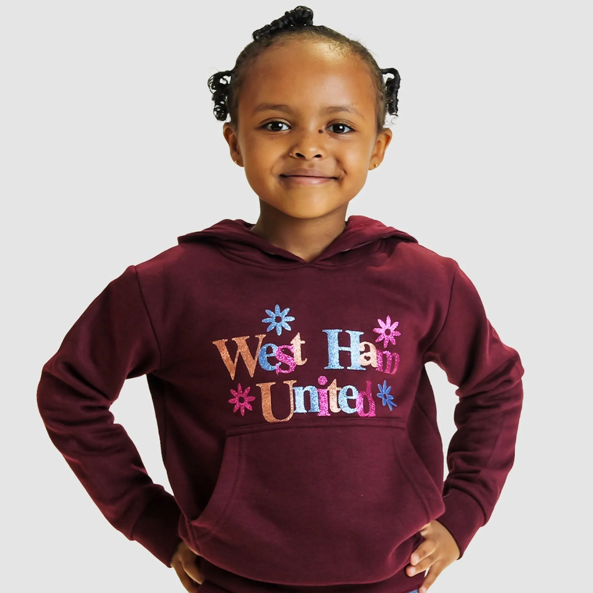 West Ham Girls Glitter Floral Hoodie