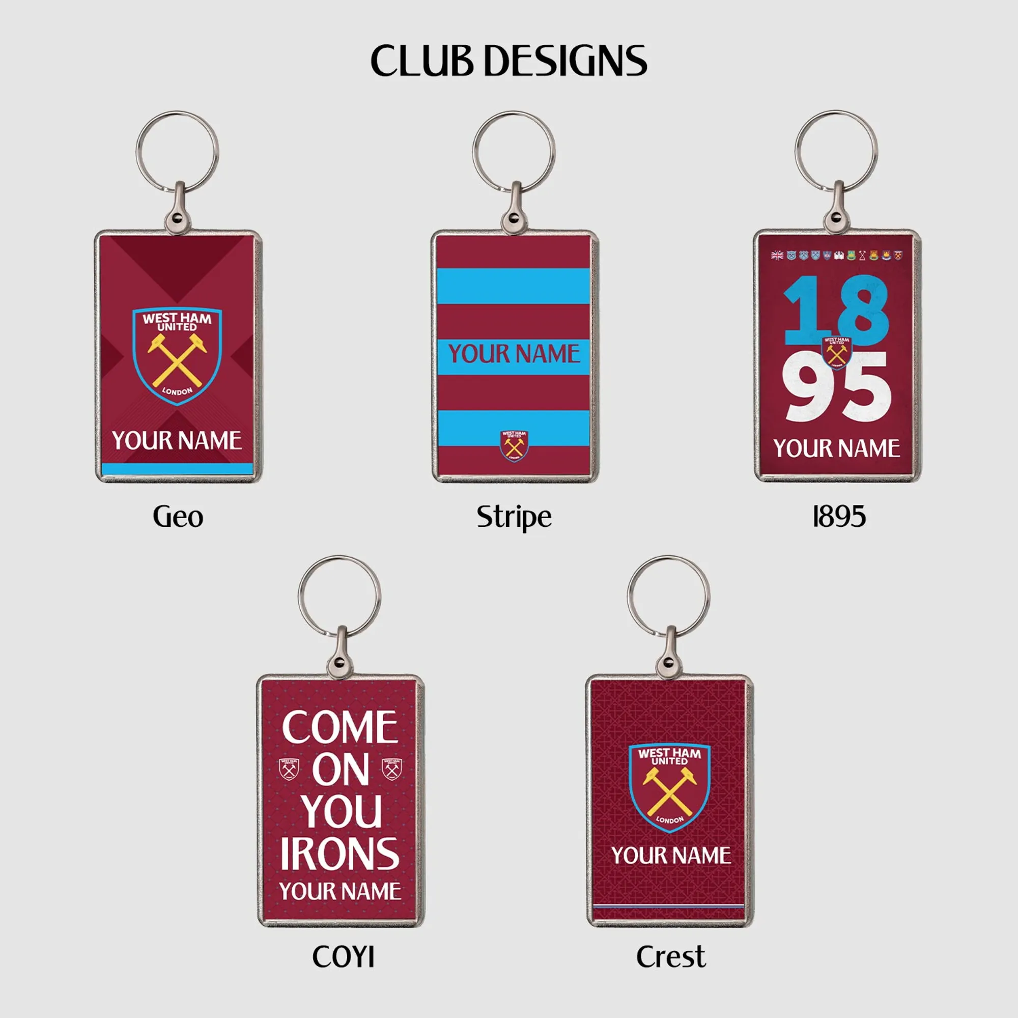 West Ham Personalised Metal Keyring