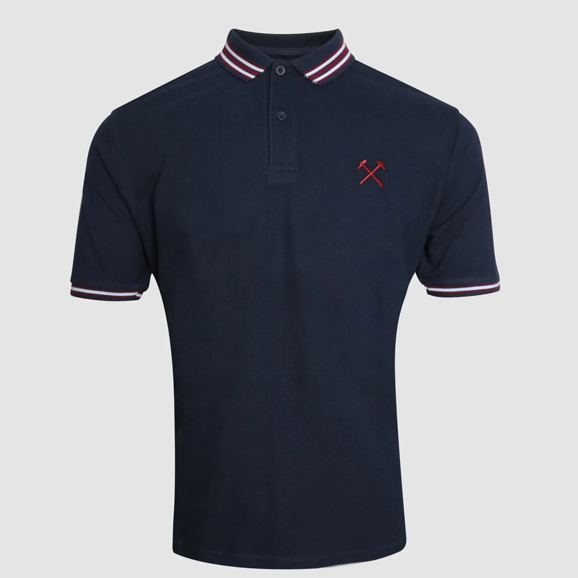 Navy Striped Collar Polo