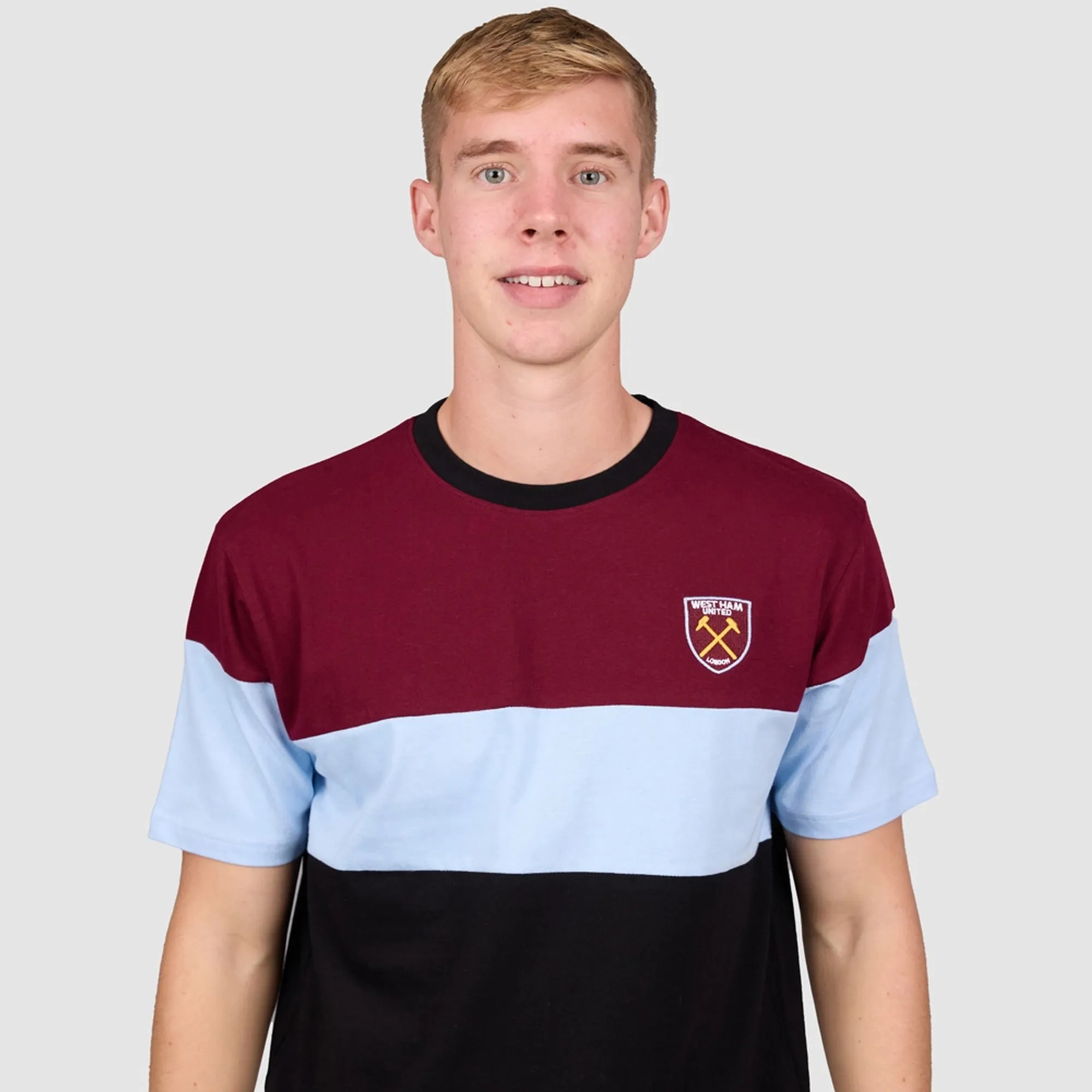 Crest Panel T-Shirt - Claret/Blue/Black