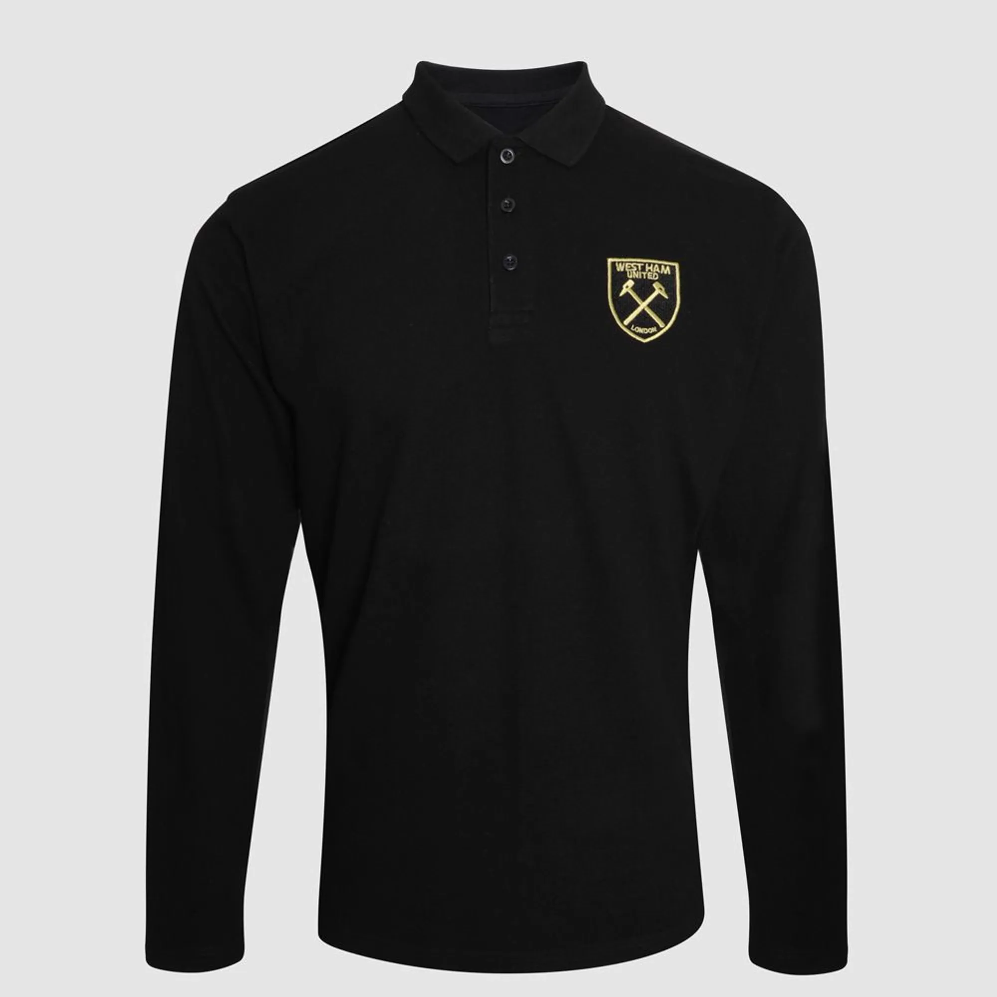 West Ham Black Long Sleeved Polo