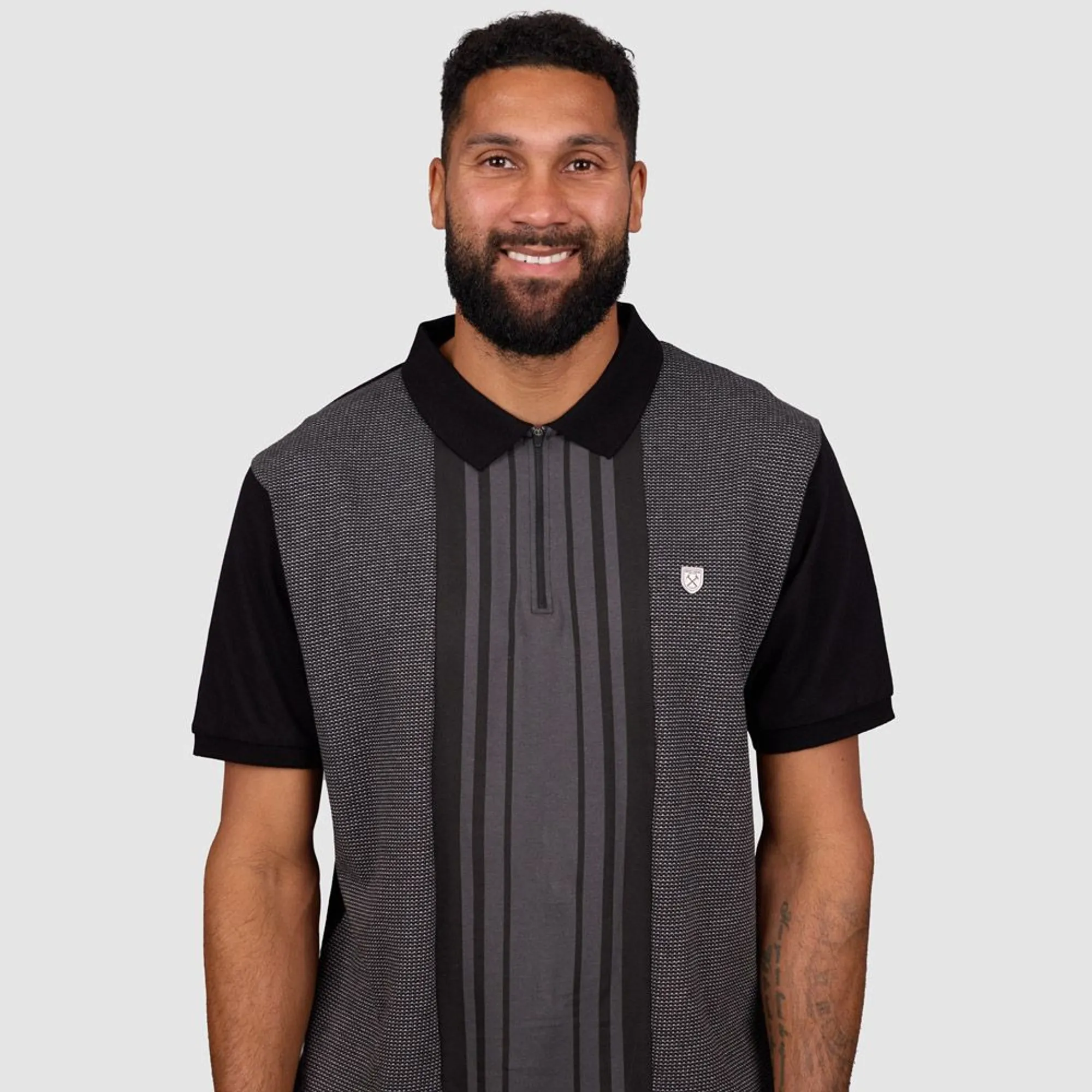 West Ham Black Panel Zip Polo