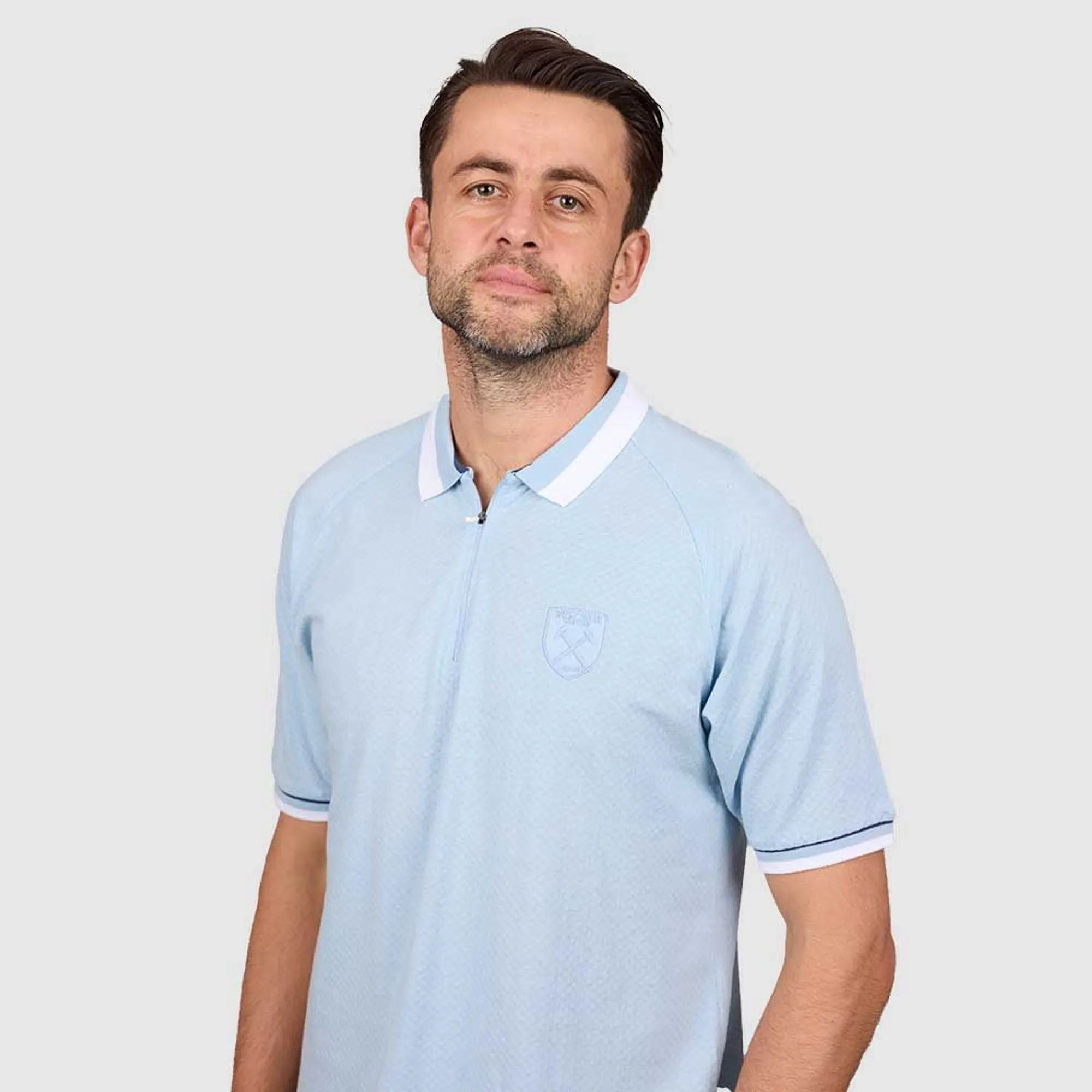 West Ham Crest Zip Polo - Sky