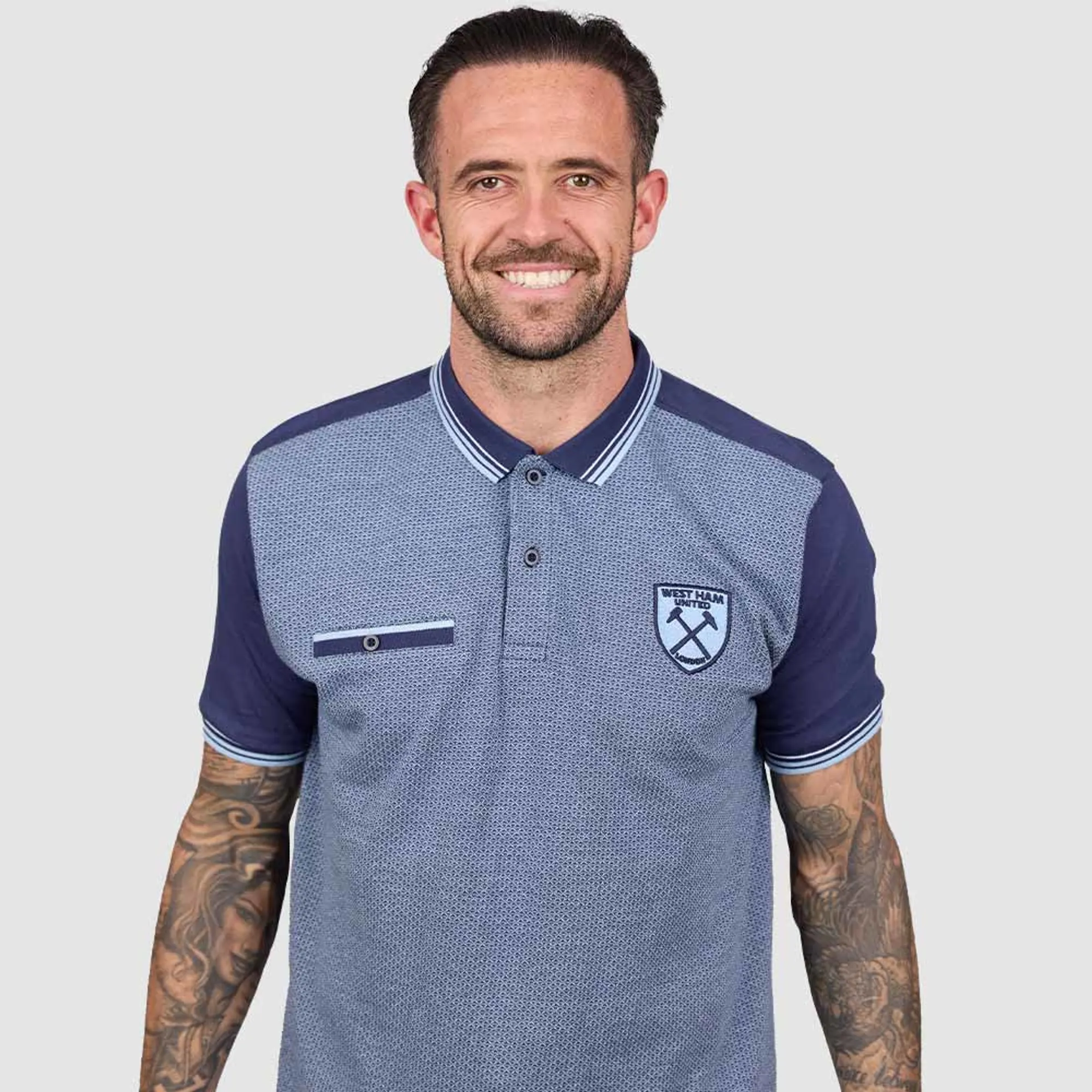 West Ham Denim Crest Polo - Blue