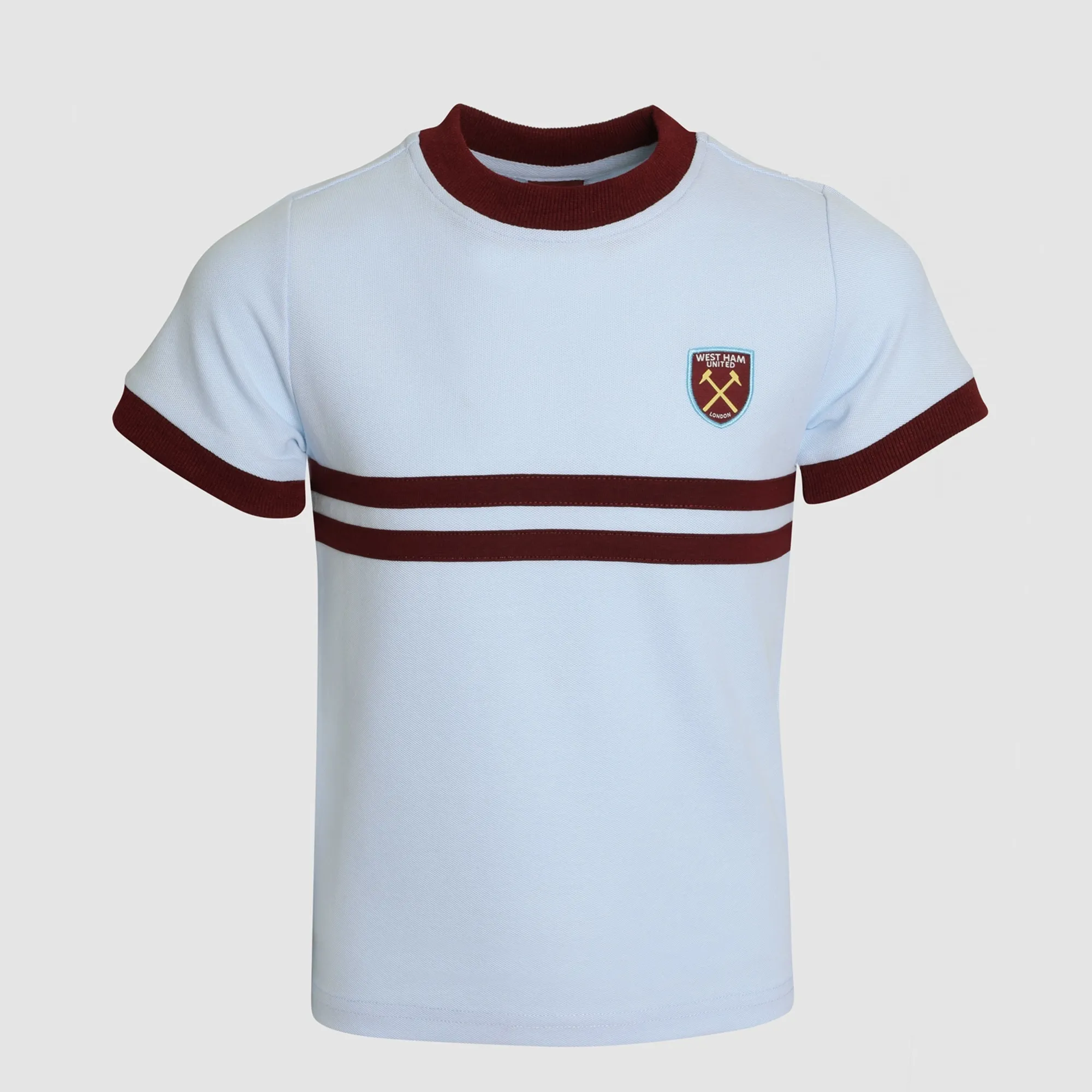 West Ham Junior Retro Pique T-Shirt - Blue