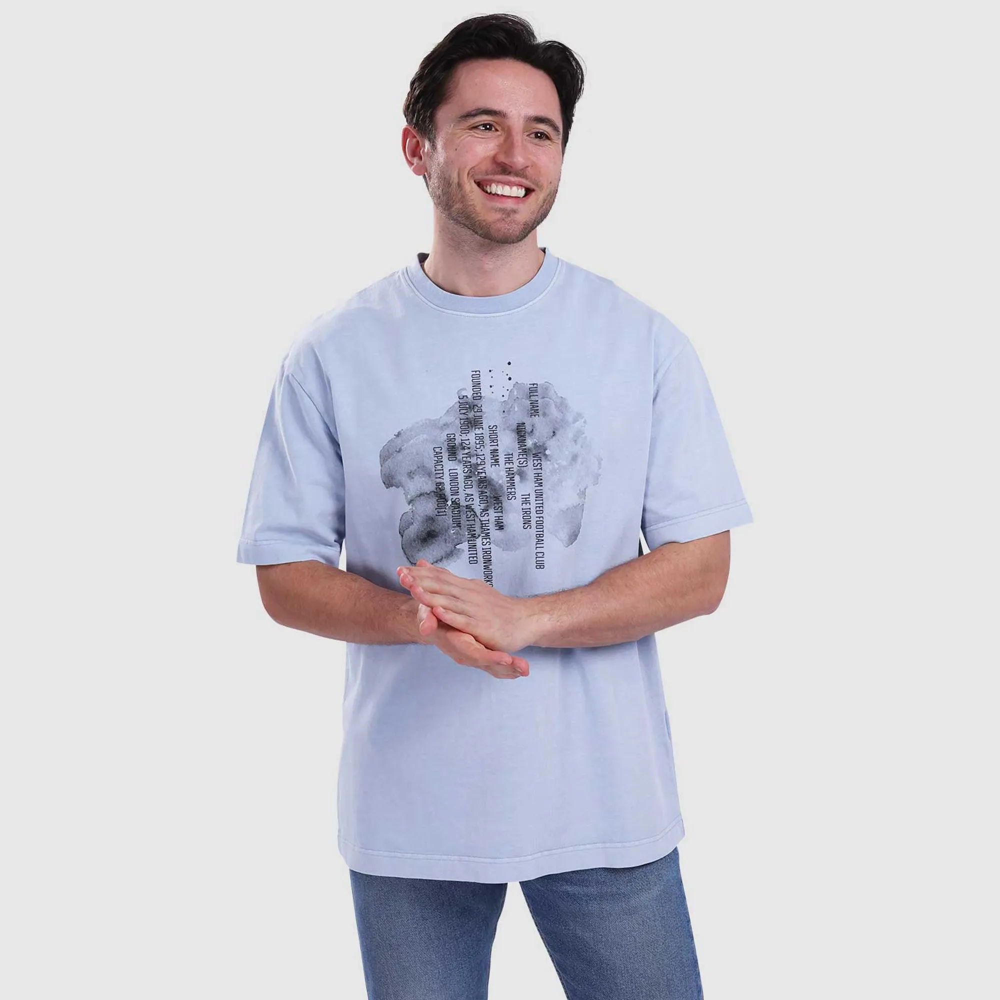 West Ham Ink Blot Logo T-Shirt - Sky