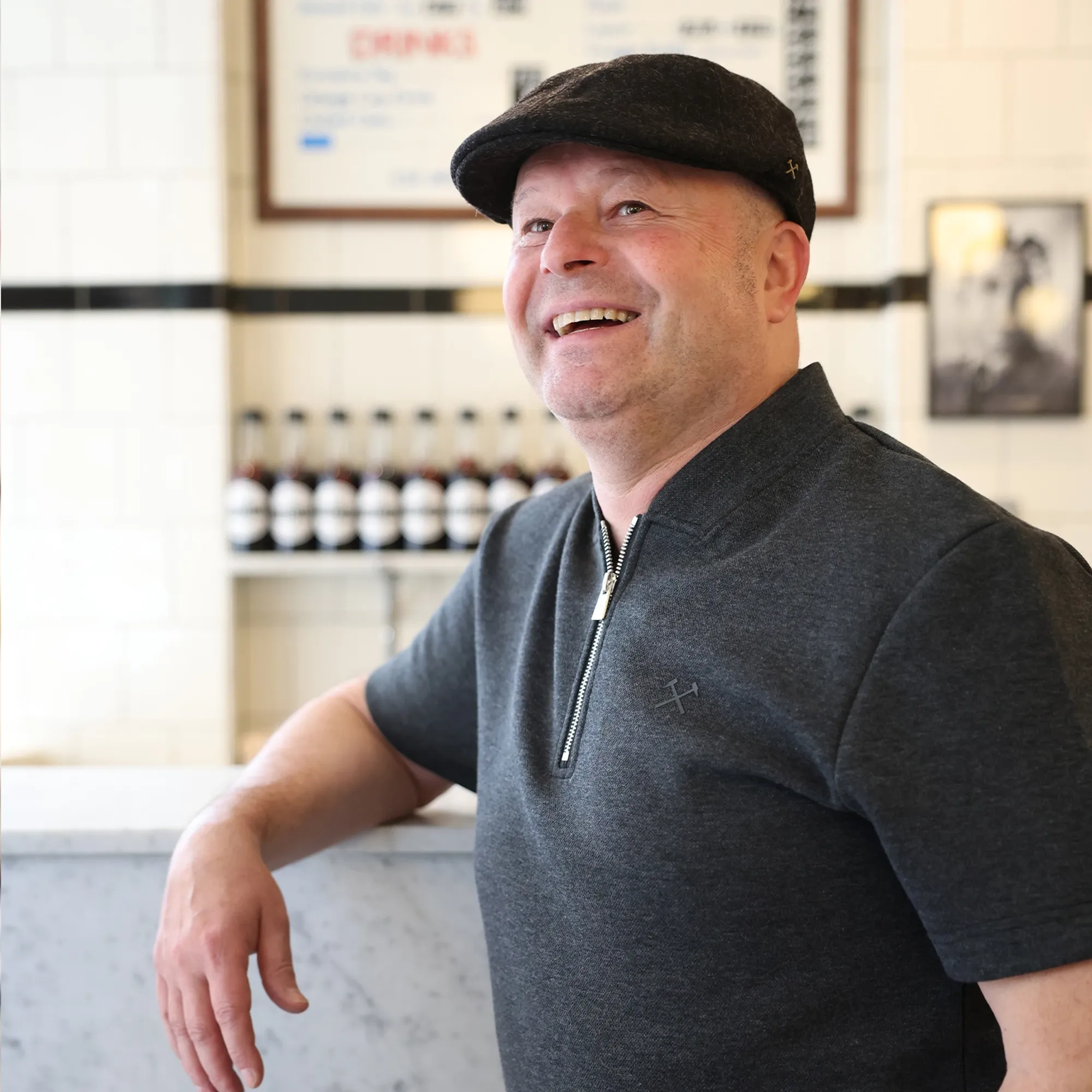 West Ham Stone Wash Pique Zip Polo - Ink