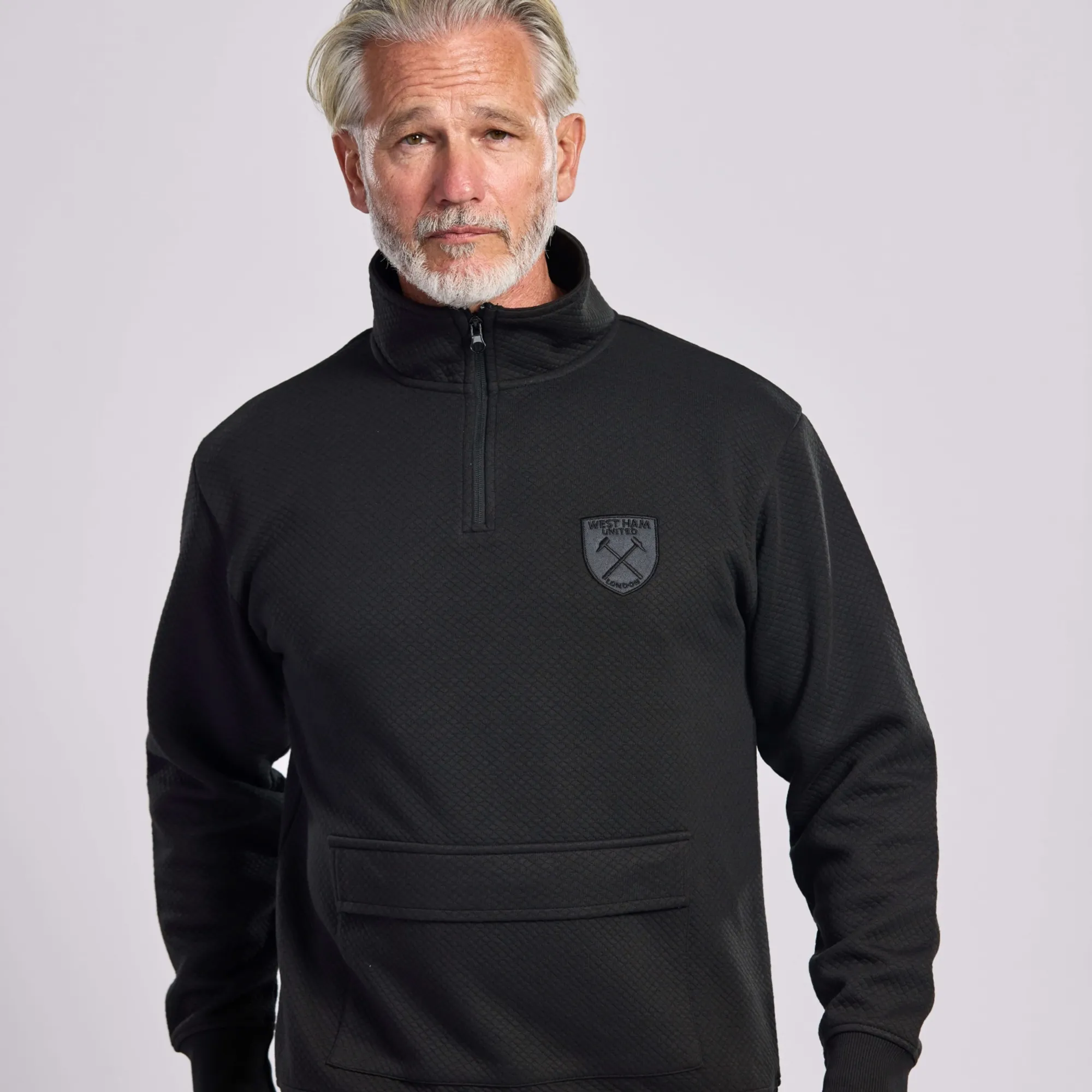 West Ham Adults Black Quarter Zip Sweater