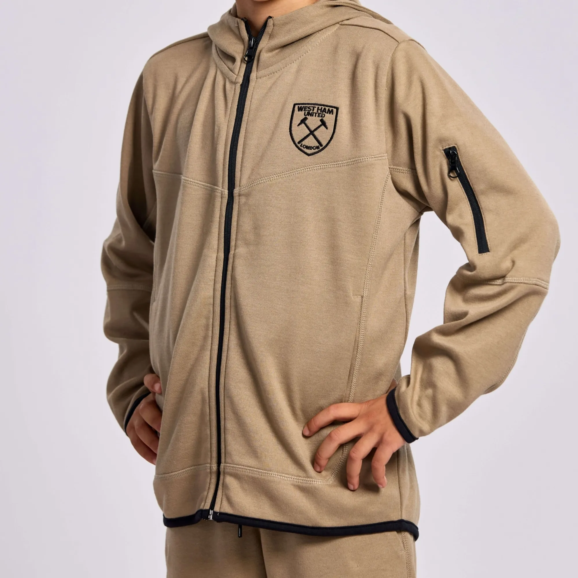 West Ham Junior Dark Stone Zip Hoodie