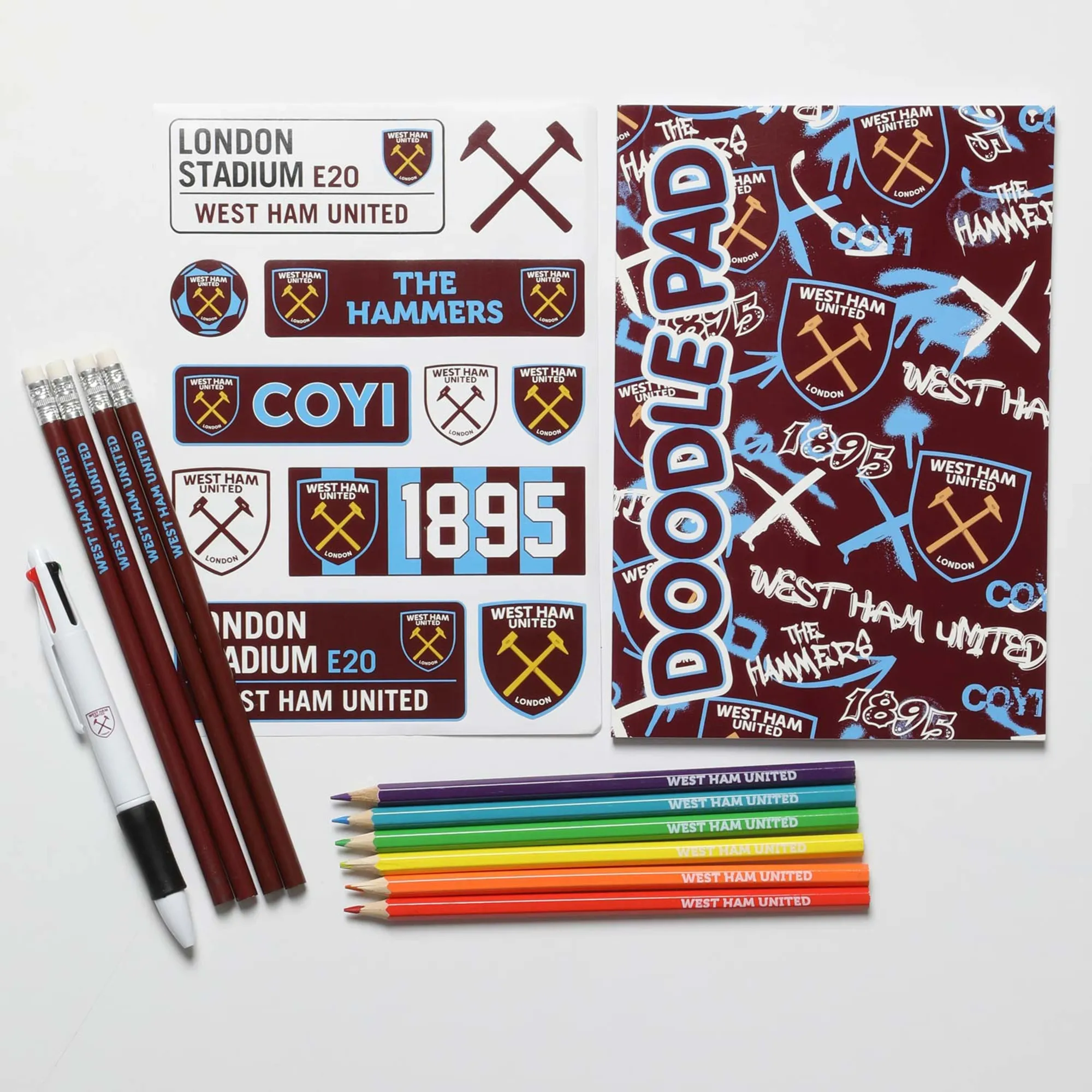 West Ham Doodle Pad Stationery Set