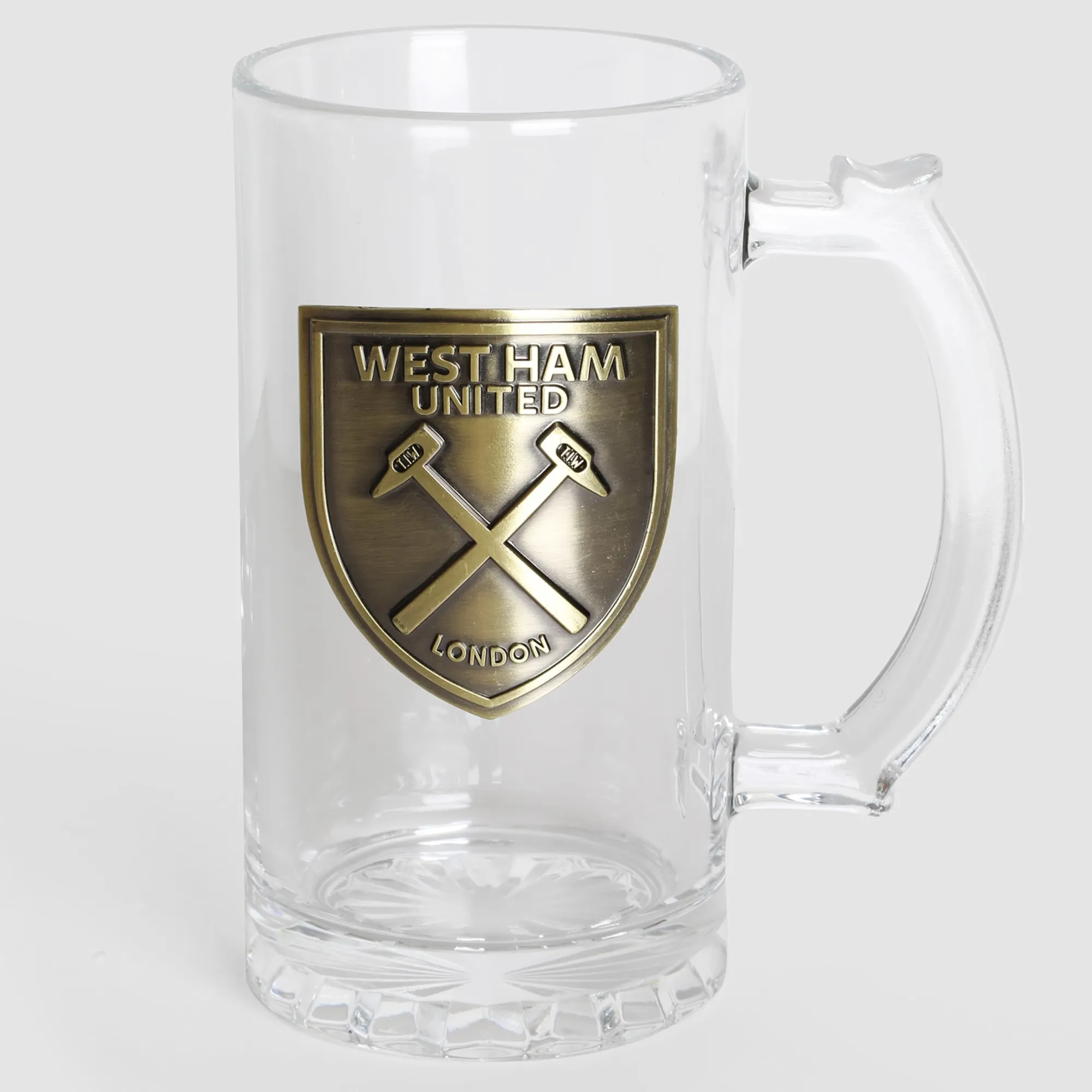 West Ham Metal Crest Glass Tankard