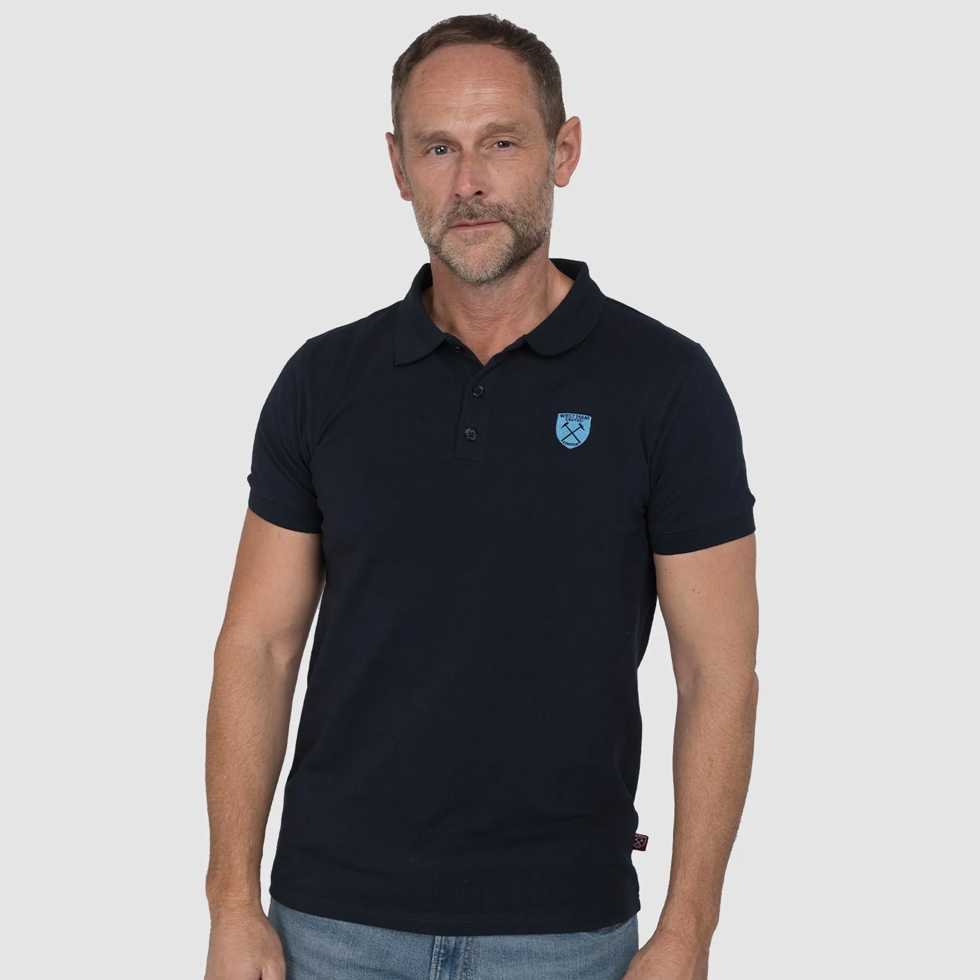 West Ham Adults Navy Embroidered Crest Polo