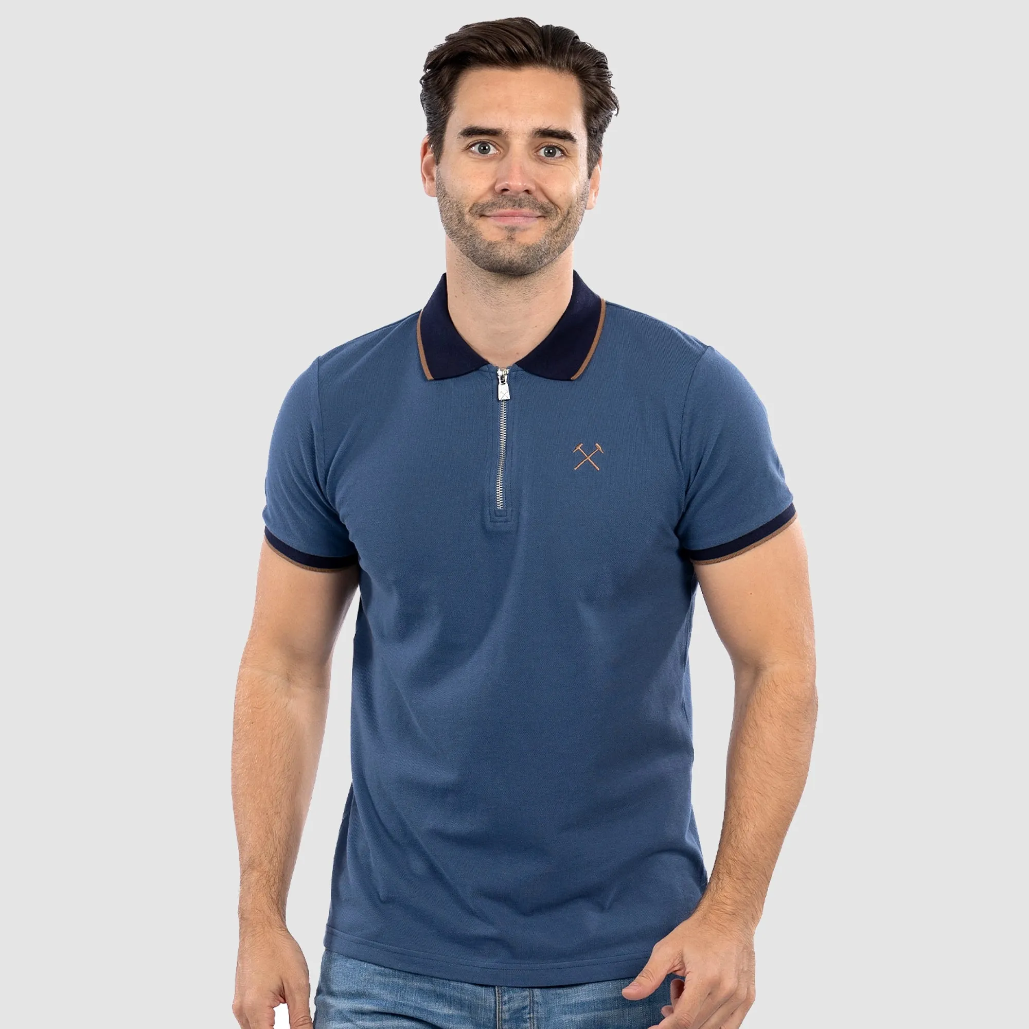 West Ham Adults Blue Zip Polo