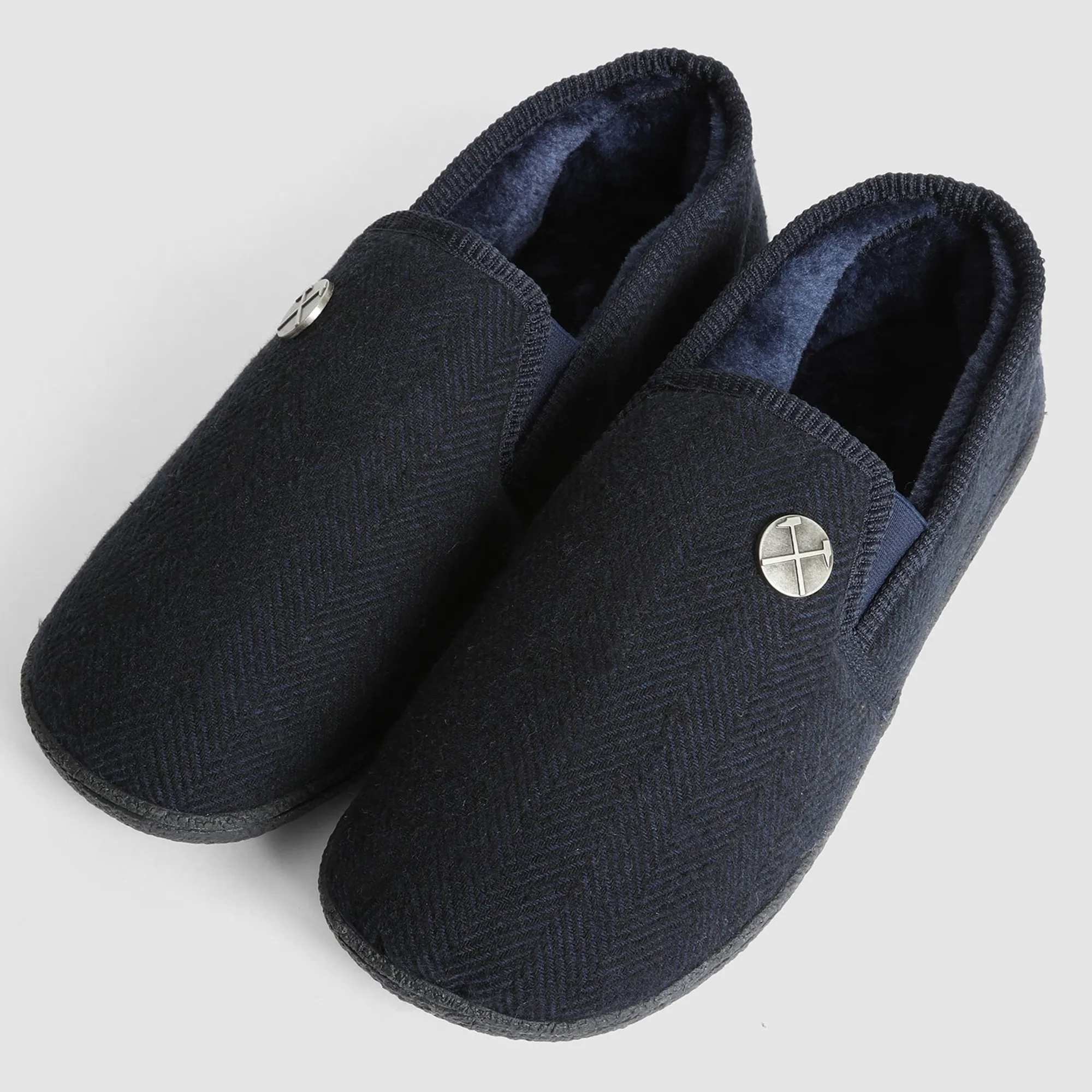 West Ham Mens Harringbone Heeled Slippers