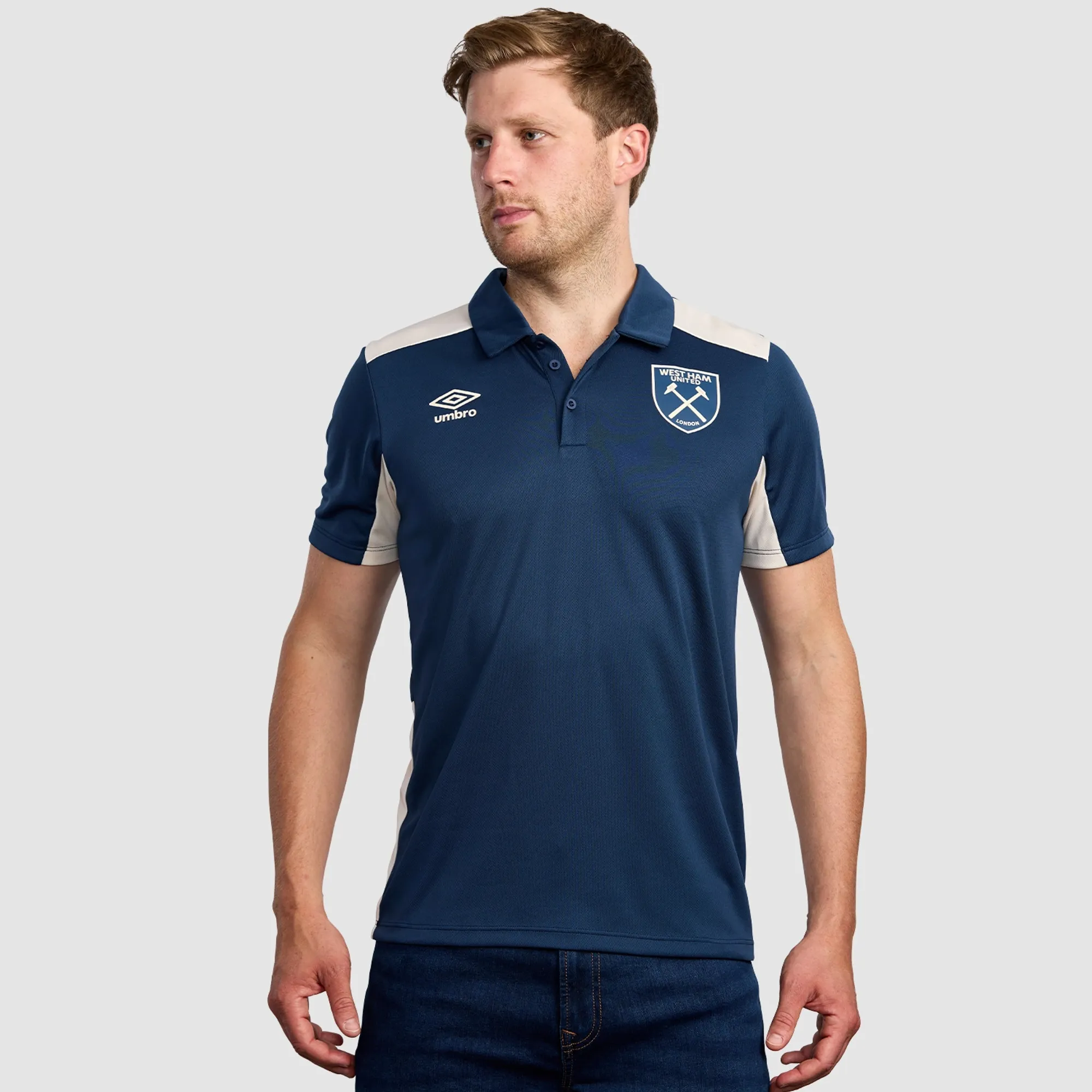 West Ham 25/26 Adults Navy Presentation Polo