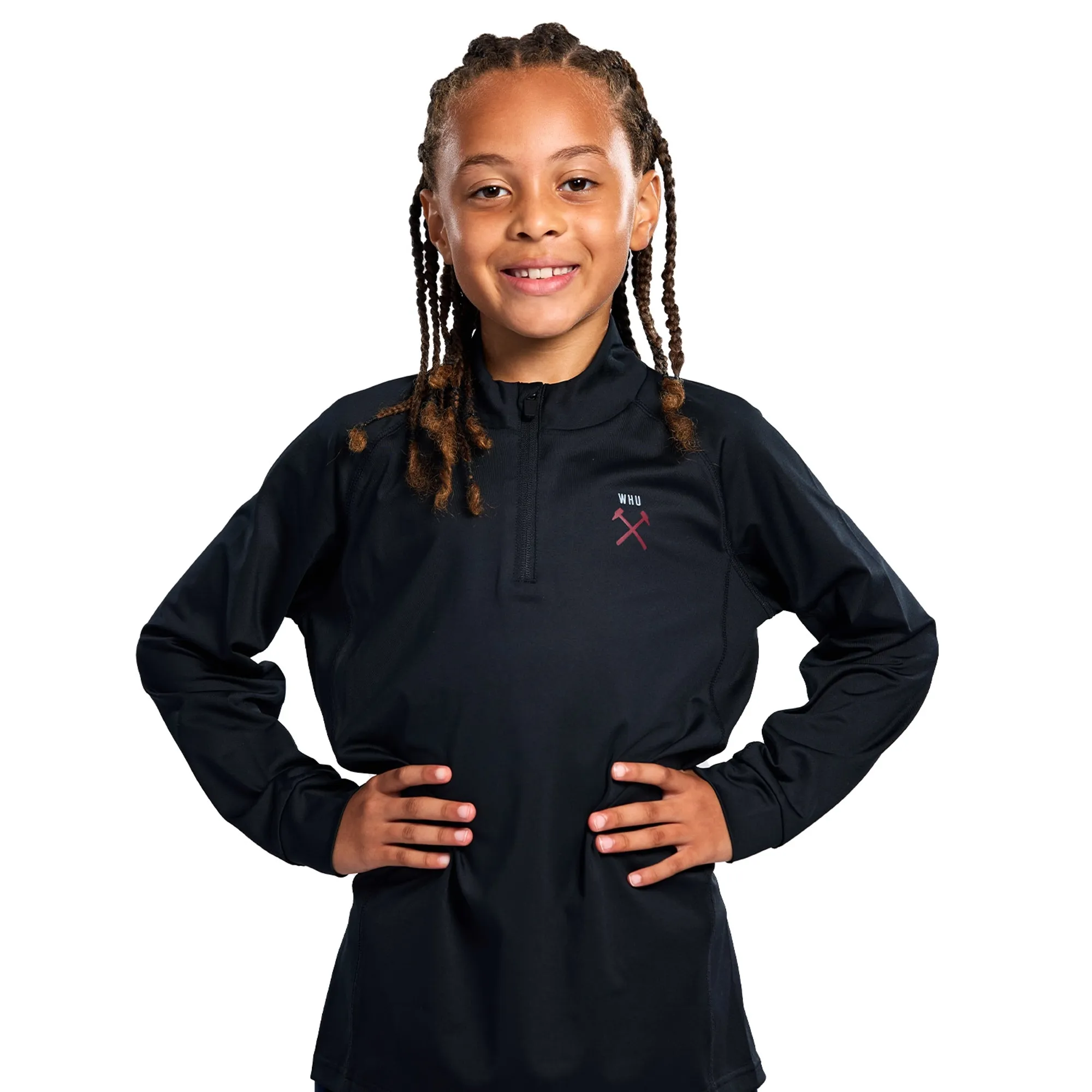 West Ham Junior Black 1/4 Zip Top