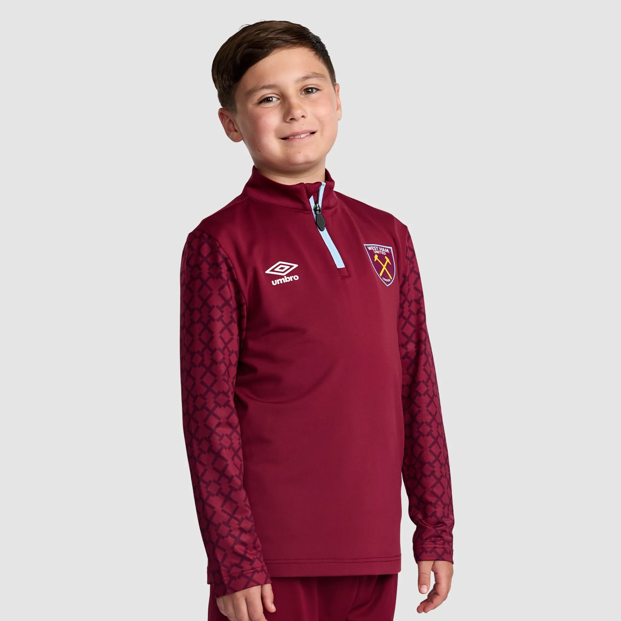 West Ham 25/26 Junior Claret Prematch Midlayer Top