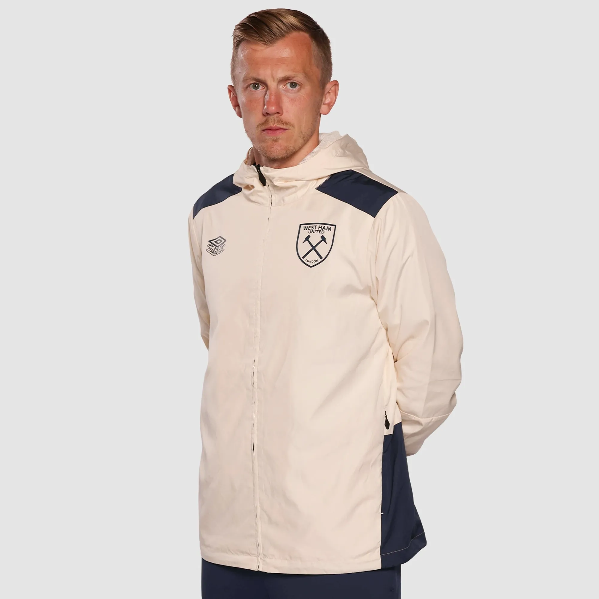 West Ham 25/26 Adults Ecru Shower Jacket