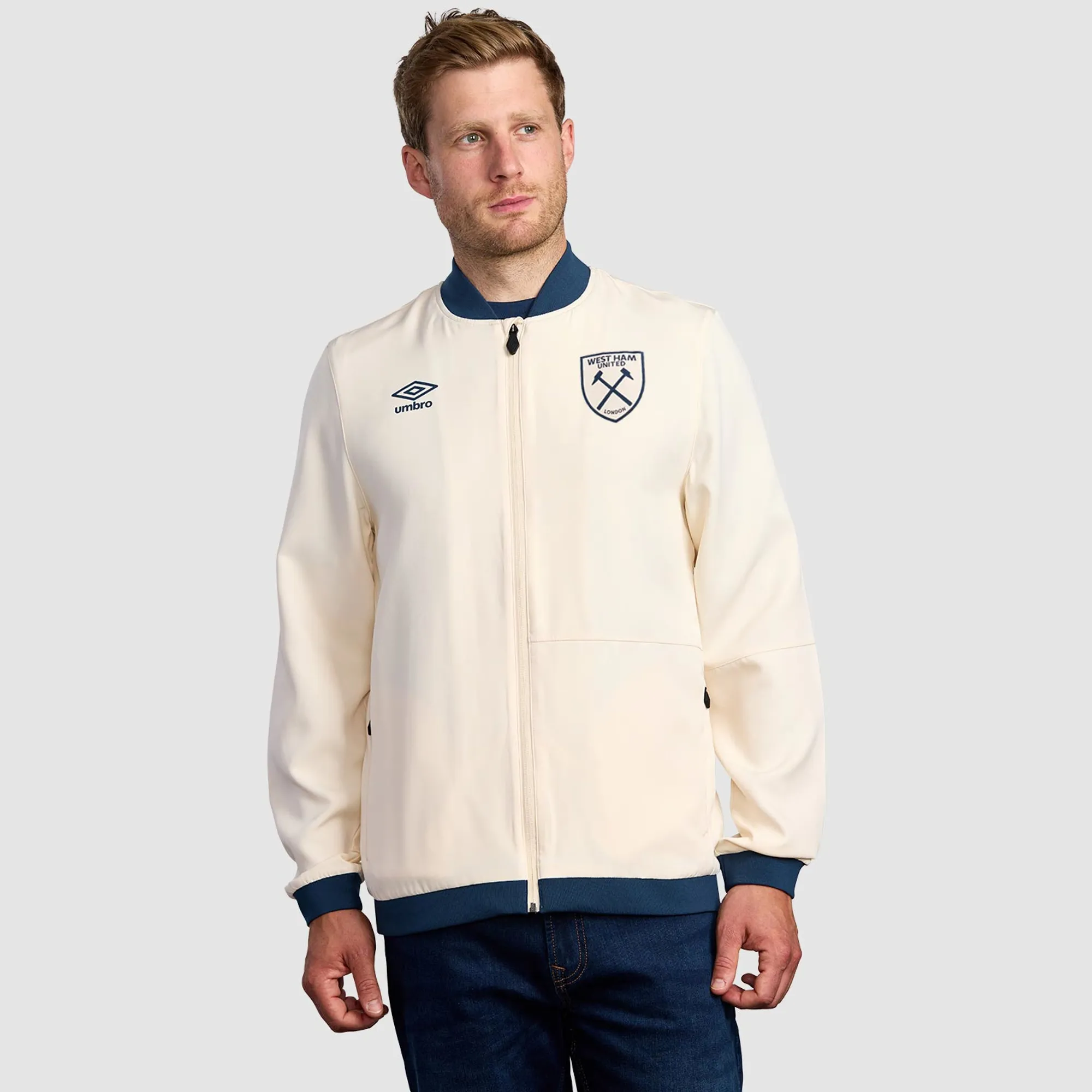 West Ham 25/26 Adults Ecru Training Jacket